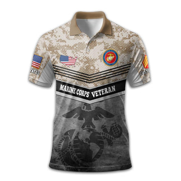 Premium Custom USMC Polo Shirt VPVC211303, Gifts For Marine Veteran, Best Gifts On Father's Day, Armed Forces Day, Independence Day, Veterans Day.