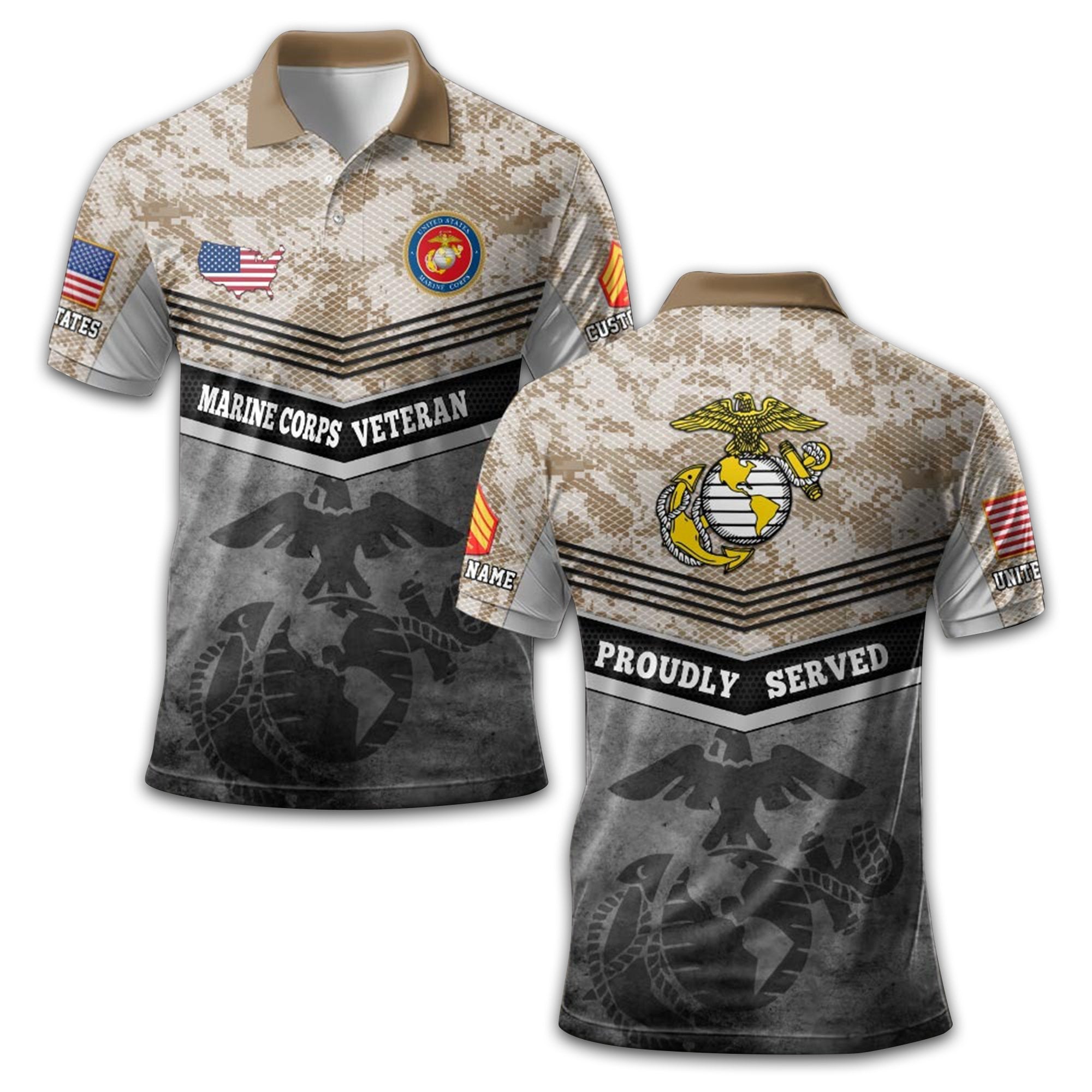 Premium Custom USMC Polo Shirt VPVC211303, Gifts For Marine Veteran, Best Gifts On Father's Day, Armed Forces Day, Independence Day, Veterans Day.