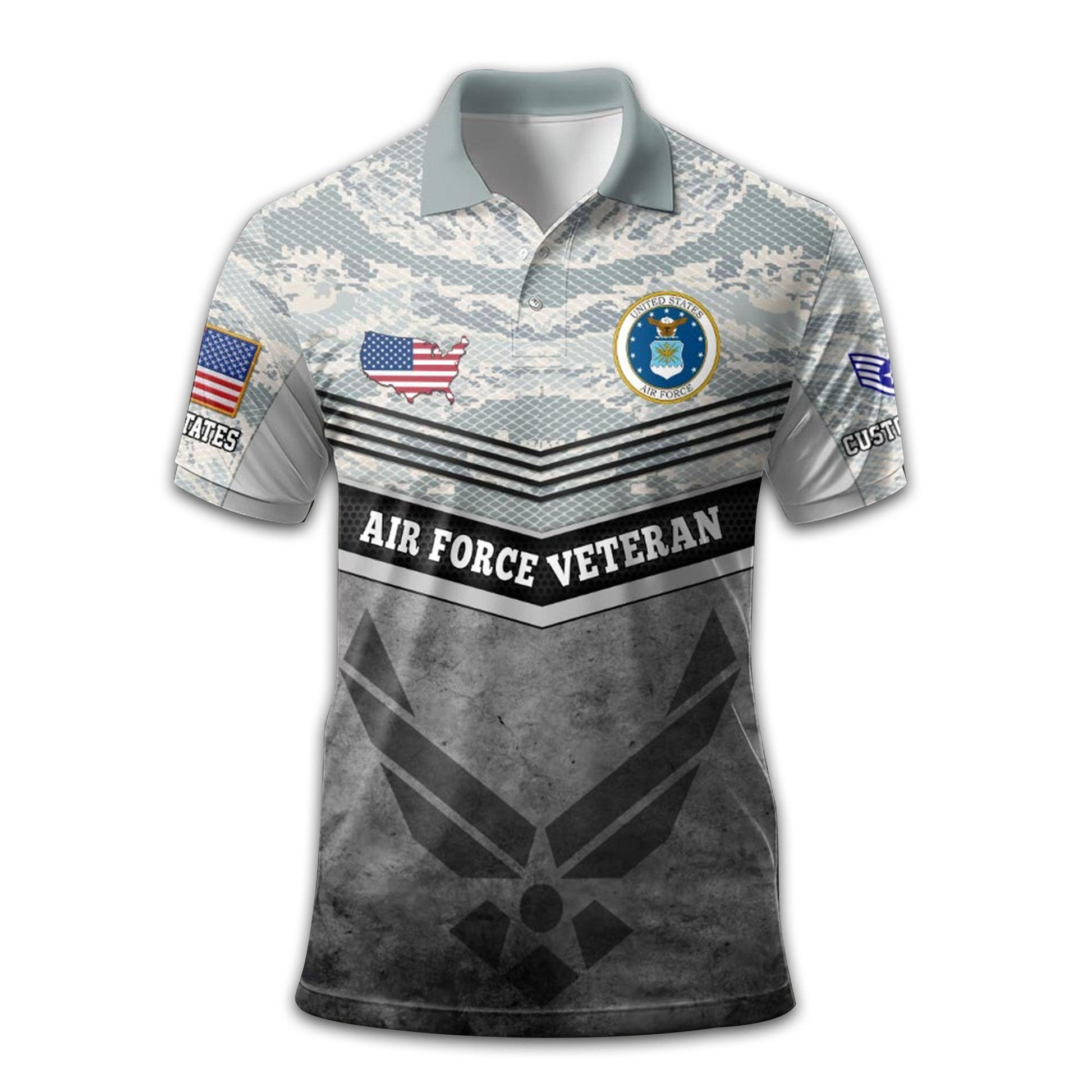 Premium Custom USAF Polo Shirt VPVC211304, Gifts For Air Force Veteran, Best Gifts On Father's Day, Armed Forces Day, Independence Day, Veterans Day.