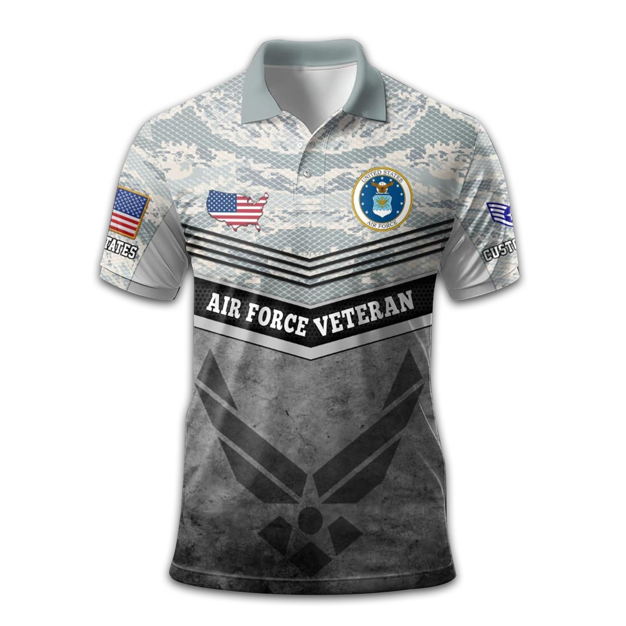 Premium Custom USAF Polo Shirt VPVC211304, Gifts For Air Force Veteran, Best Gifts On Father's Day, Armed Forces Day, Independence Day, Veterans Day.