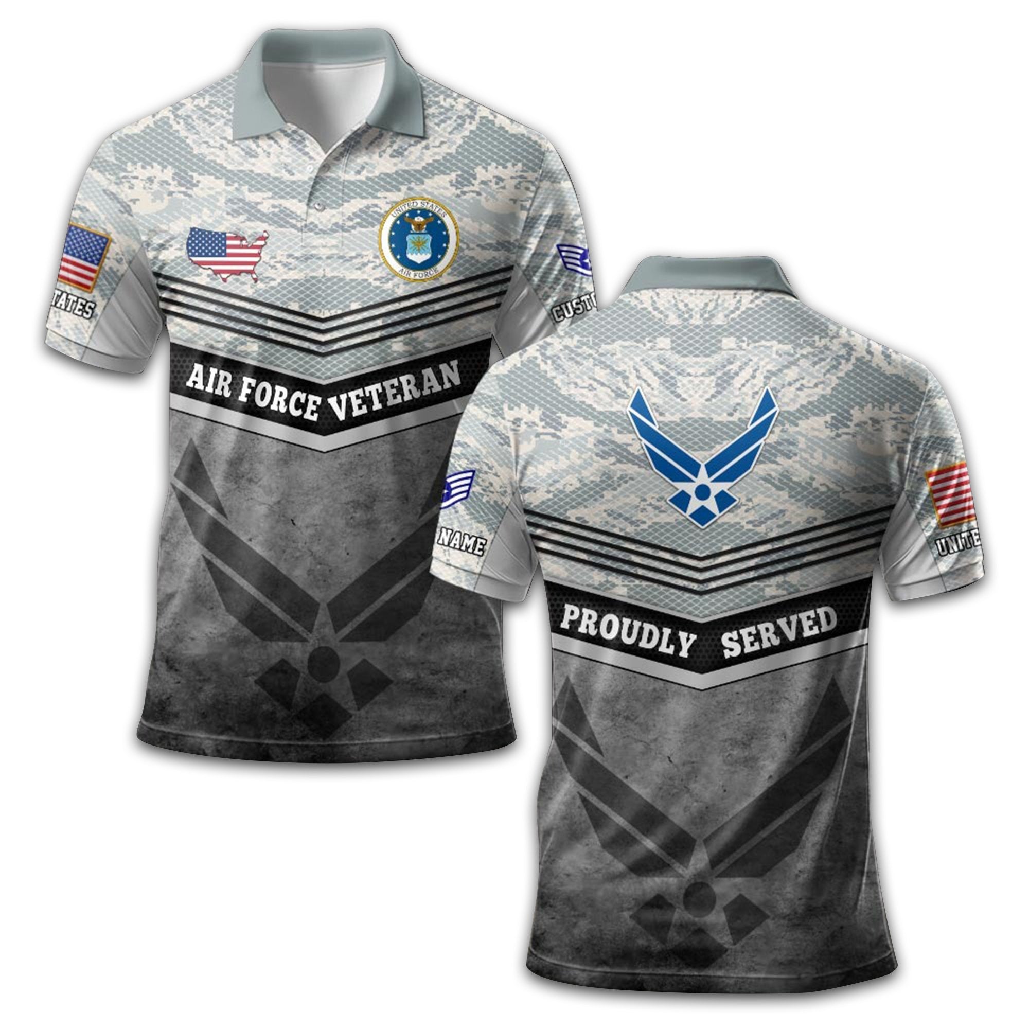Premium Custom USAF Polo Shirt VPVC211304, Gifts For Air Force Veteran, Best Gifts On Father's Day, Armed Forces Day, Independence Day, Veterans Day.