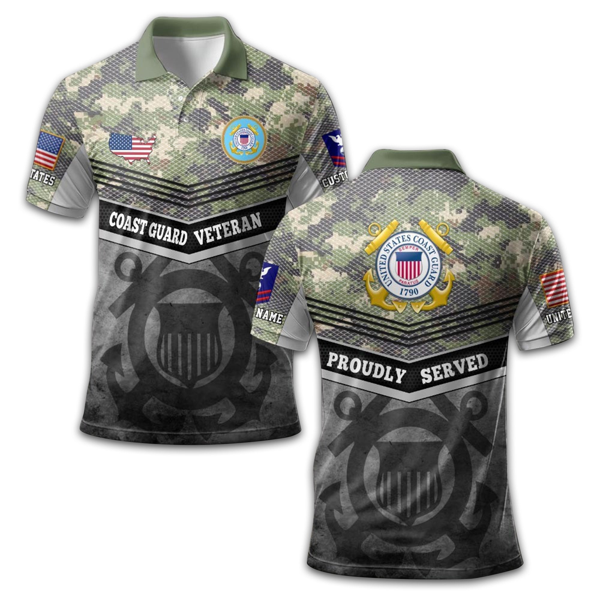 Premium Custom USCG Polo Shirt VPVC211305, Gifts For Coast Guard Veteran, Best Gifts On Father's Day, Armed Forces Day, Independence Day, Veterans Day.