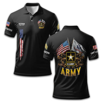 Unique Custom Name, Rank, Year US Army Polo Shirt VPVC211306, Gifts For Army Veteran, Gifts For Dad, For Husband, Best Gifts On Father's Day, Independence Day, Veterans Day.