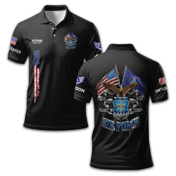 Unique Custom Name, Rank, USAF Polo Shirt VPVC211309, Gifts For Air Force Veteran, Gifts For Dad, For Husband, Best Gifts On Father's Day, Independence Day, Veterans Day.