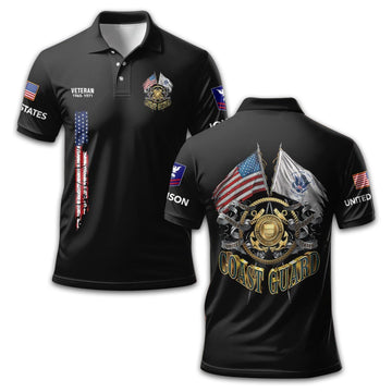 Unique Custom Name, Rank, Year, USCG Polo Shirt VPVC211310, Gifts For Coast Guard Veteran, Gifts For Dad, For Husband, Best Gifts On Father's Day, Independence Day, Veterans Day.