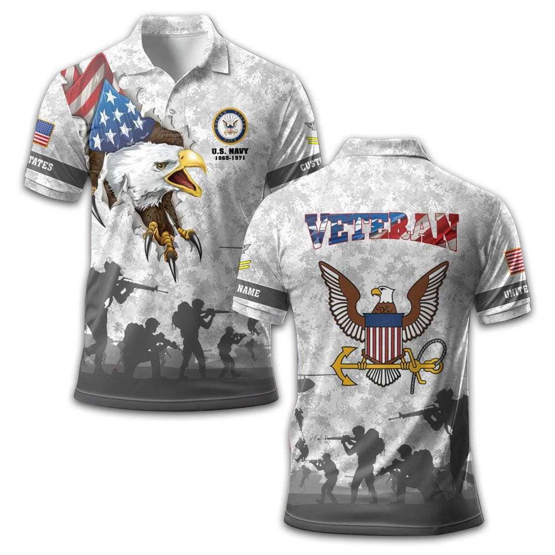 US Navy Custom Polo Shirt VPVC211007, Gifts For Navy Veteran, Best Gifts On Father's Day, Armed Forces Day, Independence Day, Veterans Day.