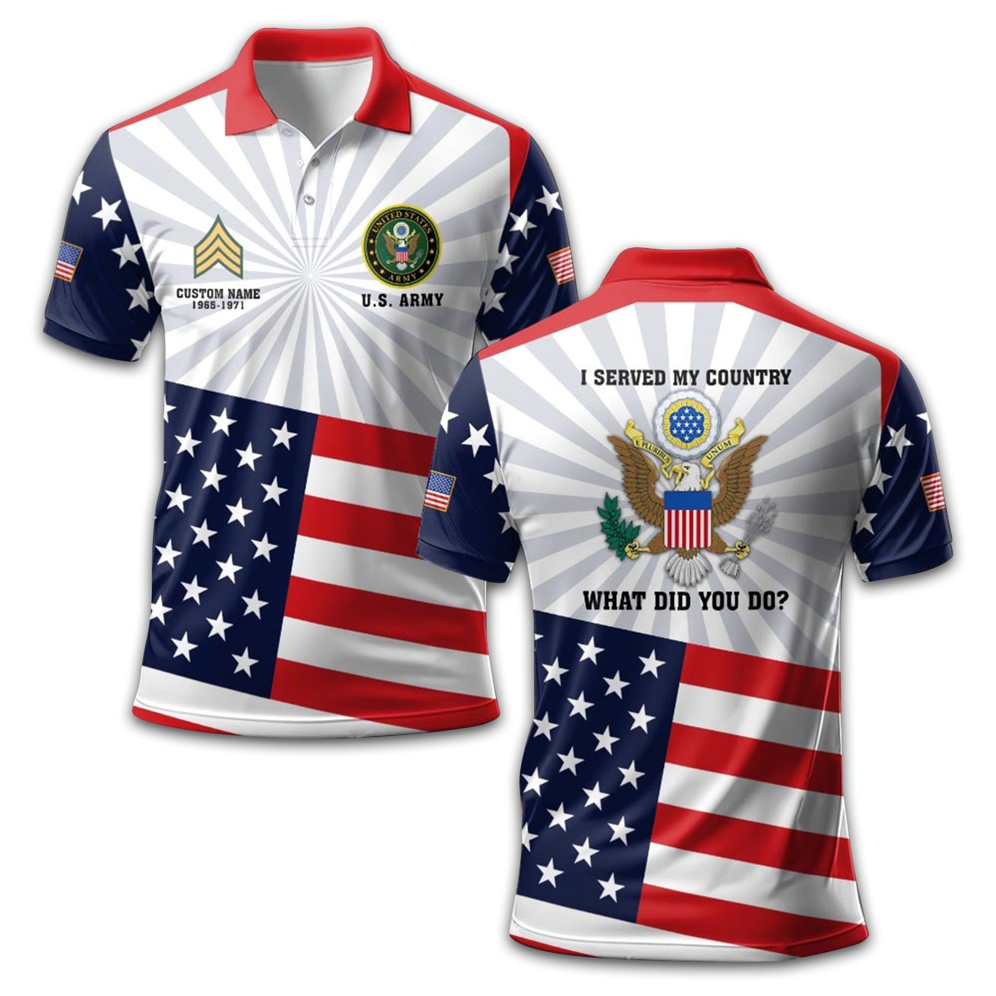 Premium Custom US Army Polo Shirt VPVC211401, Gifts For Army Veteran, Best Gifts On Father's Day, Armed Forces Day, Independence Day, Veterans Day.
