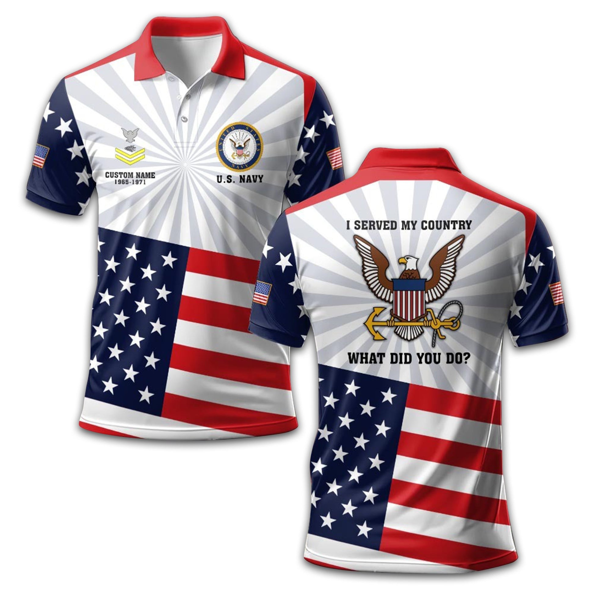 Premium Custom US Navy Polo Shirt VPVC211402, Gifts For Navy Veteran, Best Gifts On Father's Day, Armed Forces Day, Independence Day, Veterans Day.