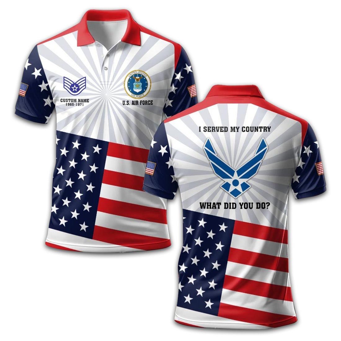 Premium Custom USAF Polo Shirt VPVC211404, Gifts For Air Force Veteran, Best Gifts On Father's Day, Armed Forces Day, Independence Day, Veterans Day.