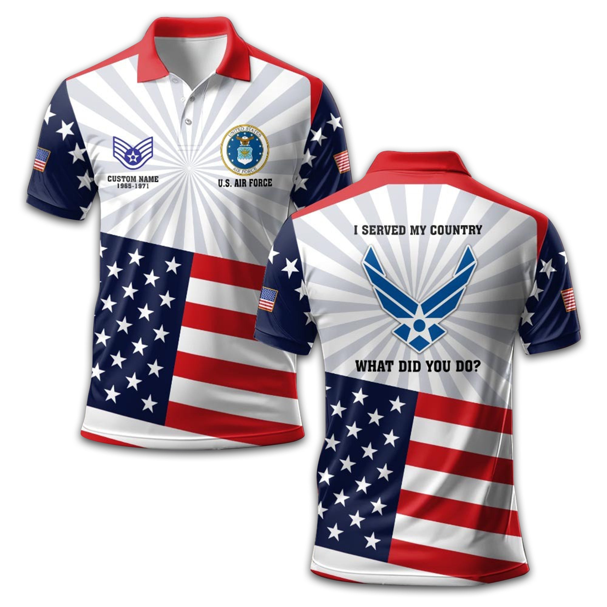 Premium Custom USAF Polo Shirt VPVC211404, Gifts For Air Force Veteran, Best Gifts On Father's Day, Armed Forces Day, Independence Day, Veterans Day.