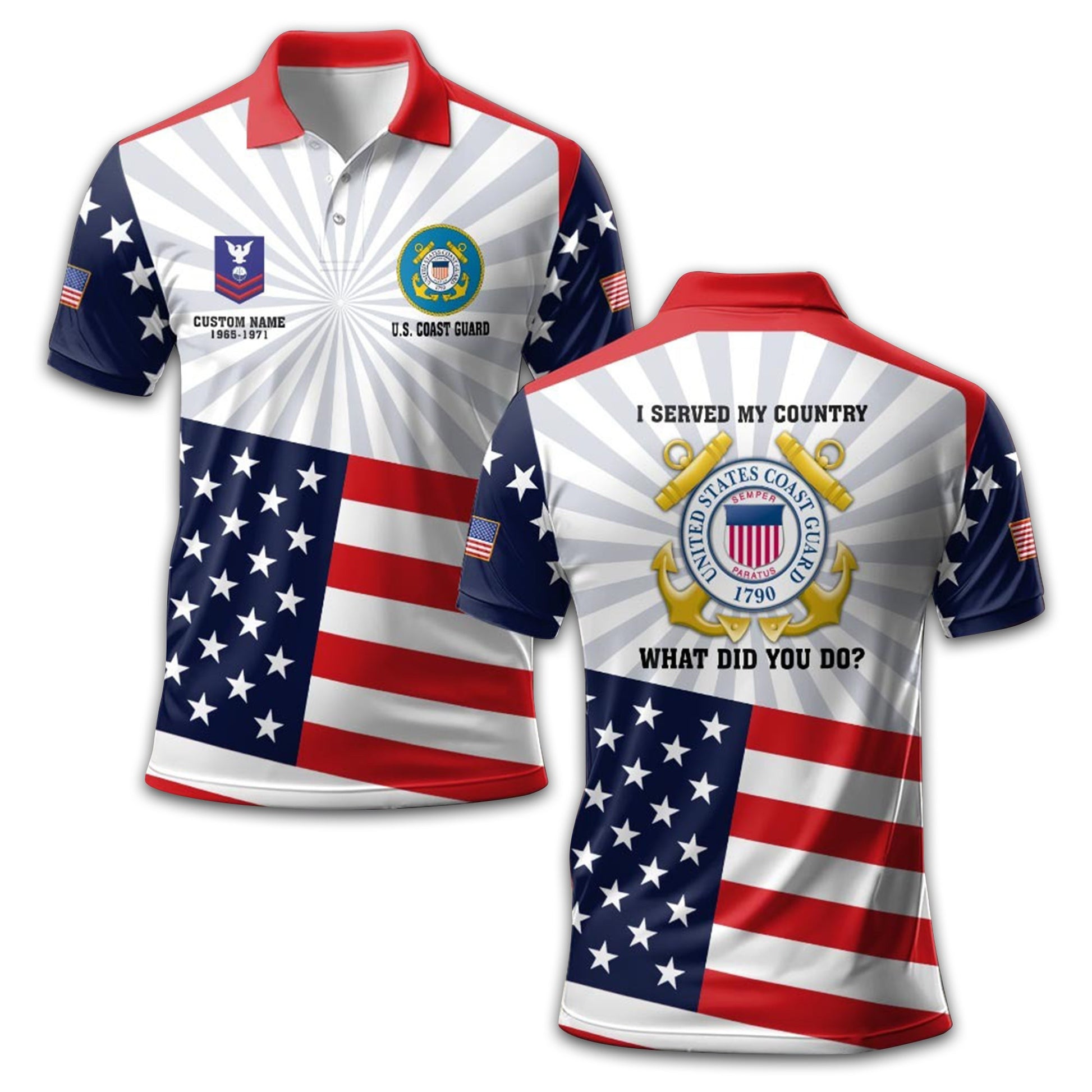 Premium Custom USCG Polo Shirt VPVC211405, Gifts For Coast Guard Veteran, Best Gifts On Father's Day, Armed Forces Day, Independence Day, Veterans Day.