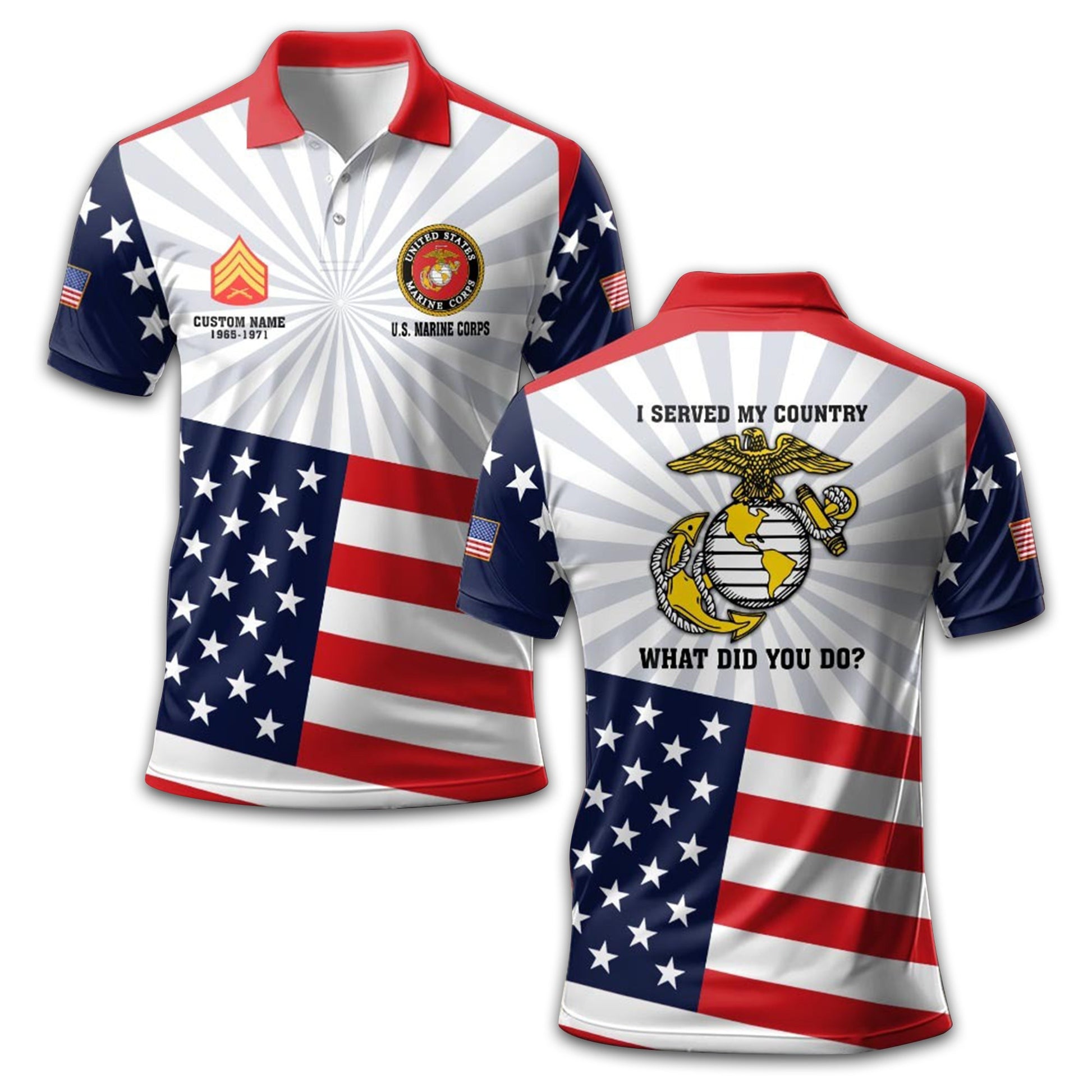 Premium Custom USMC Polo Shirt VPVC211403, Gifts For Marine Veteran, Best Gifts On Father's Day, Armed Forces Day, Independence Day, Veterans Day.