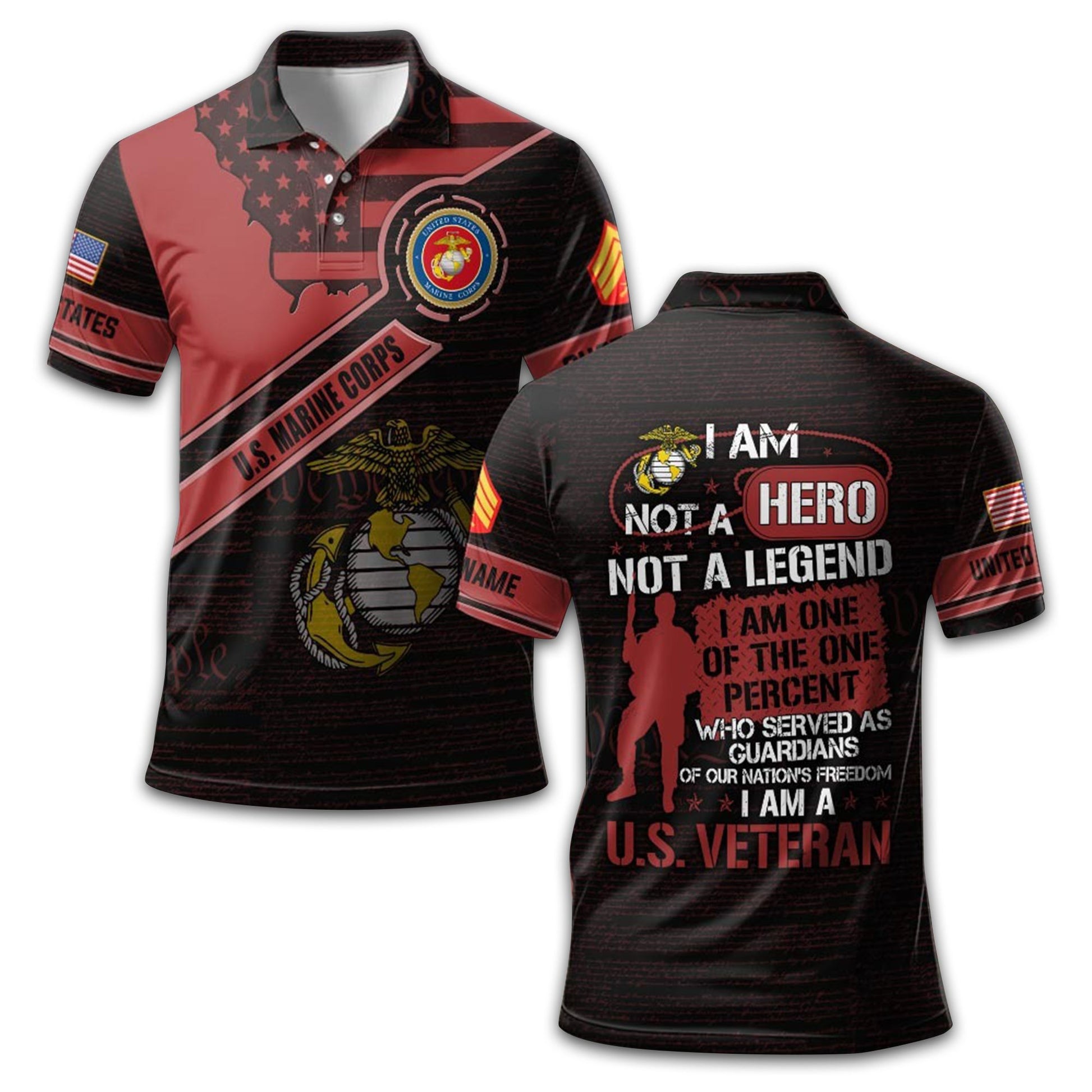 USMC Custom Polo Shirt VPVC211408, Gifts For Marine Veteran, Best Gifts On Father's Day, Armed Forces Day, Independence Day, Veterans Day.