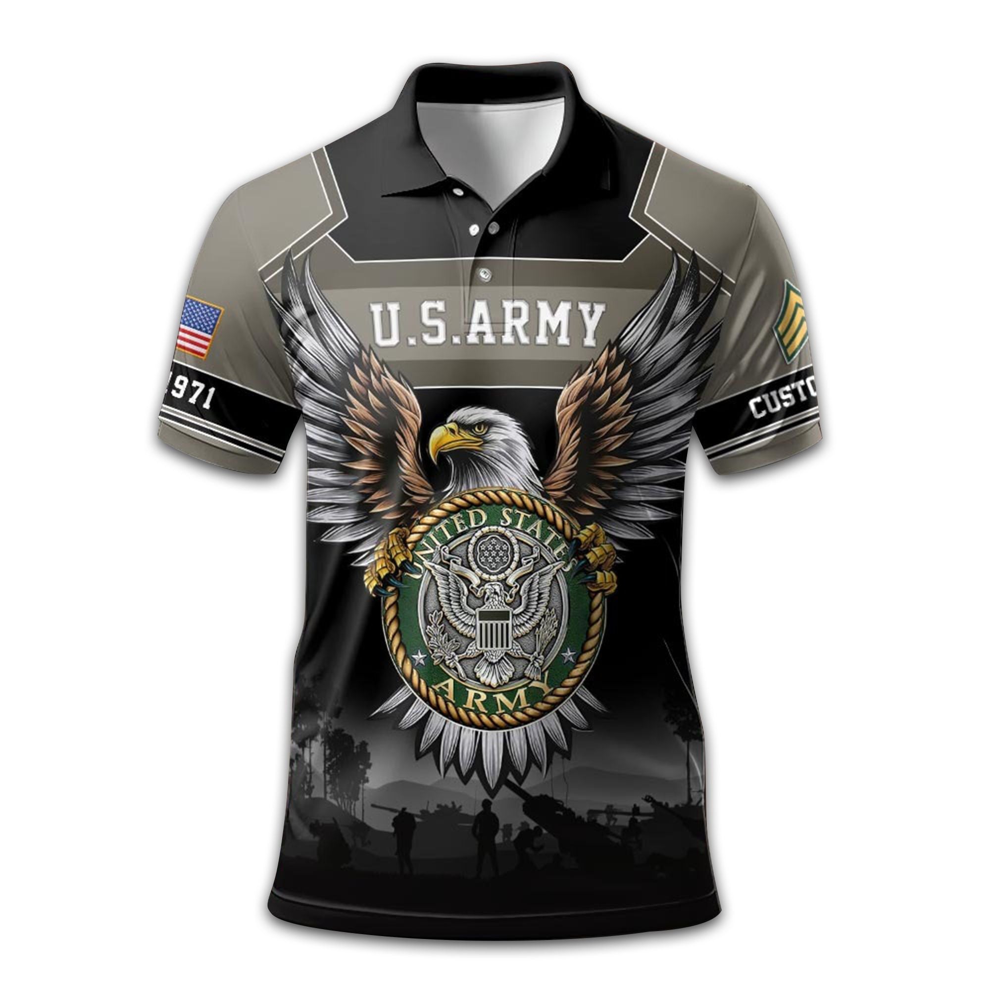 Premium US Army Polo Shirt VPVC211501, Custom Name, Rank, Year, Gifts For Army Veteran, Best Gifts On Father's Day, Armed Forces Day, Independence Day, Veterans Day.