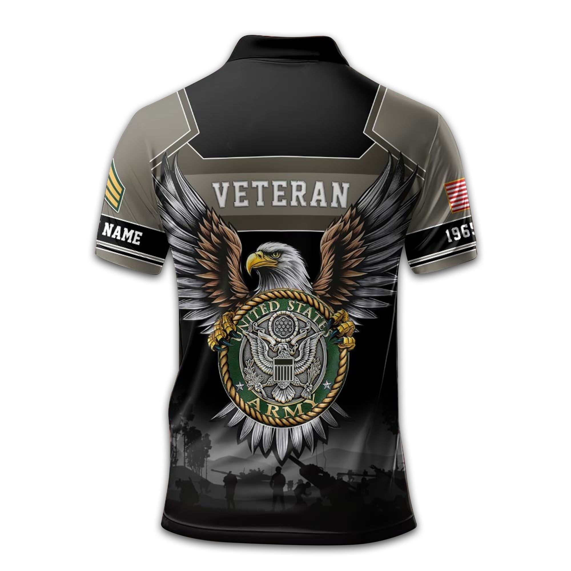 Premium US Army Polo Shirt VPVC211501, Custom Name, Rank, Year, Gifts For Army Veteran, Best Gifts On Father's Day, Armed Forces Day, Independence Day, Veterans Day.