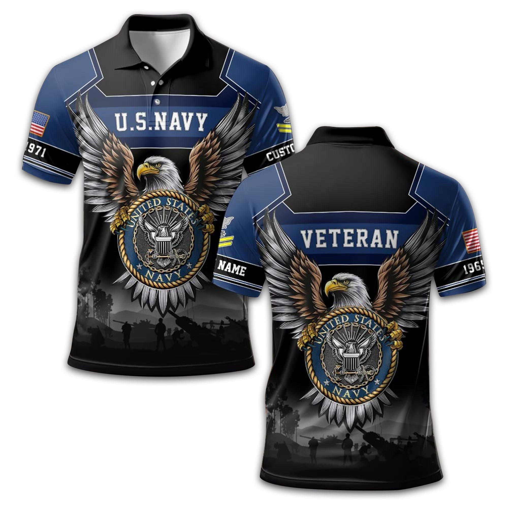 Premium US Navy Polo Shirt VPVC211502, Custom Name, Rank, Year, Gifts For Navy Veteran, Best Gifts On Father's Day, Armed Forces Day, Independence Day, Veterans Day.