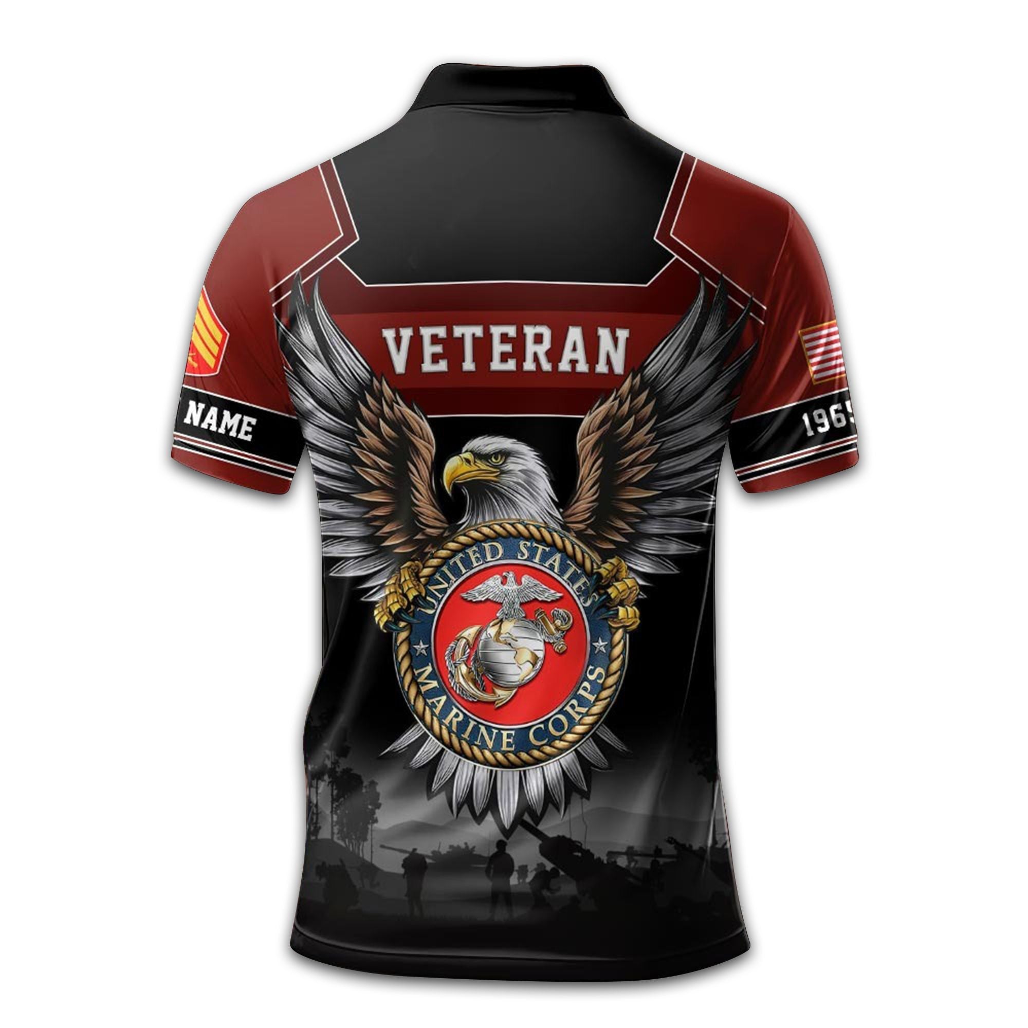 Premium USMC Polo Shirt VPVC211503, Custom Name, Rank, Year, Gifts For Marine Veteran, Best Gifts On Father's Day, Armed Forces Day, Independence Day, Veterans Day.