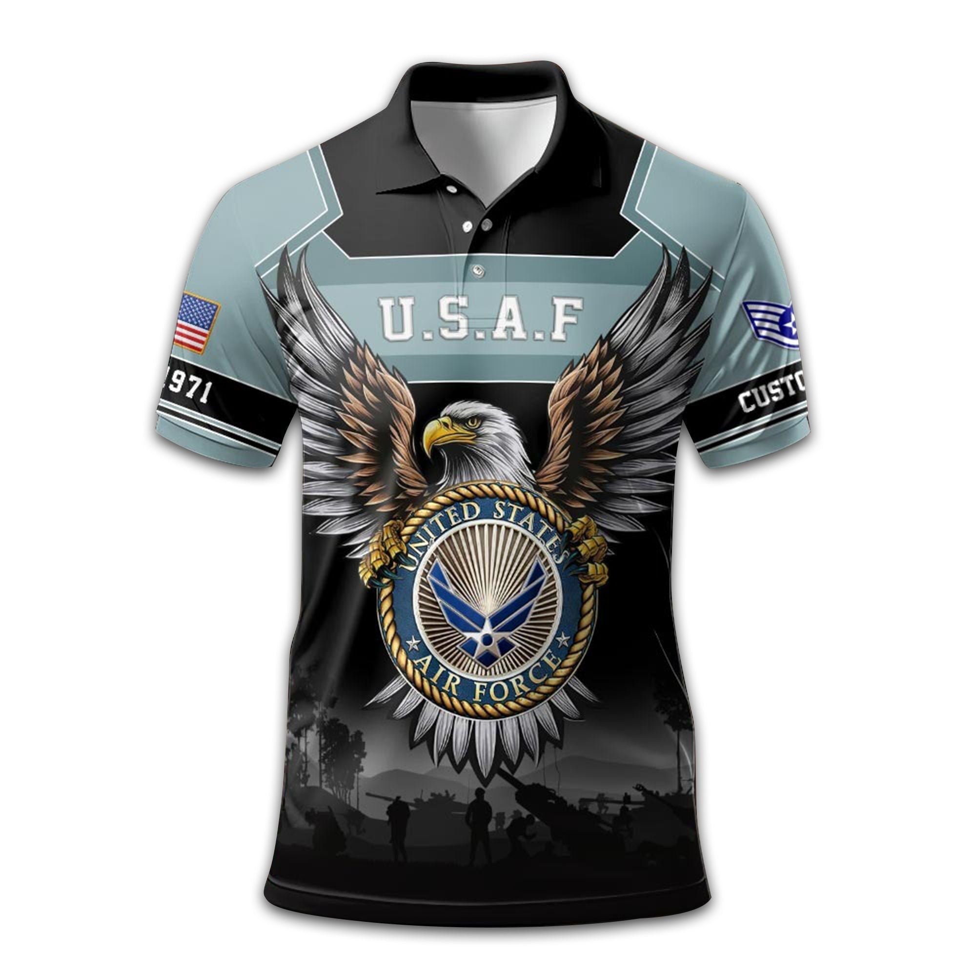 Premium USAF Polo Shirt VPVC211504, Custom Name, Rank, Year, Gifts For Air Force Veteran, Best Gifts On Father's Day, Armed Forces Day, Independence Day, Veterans Day.