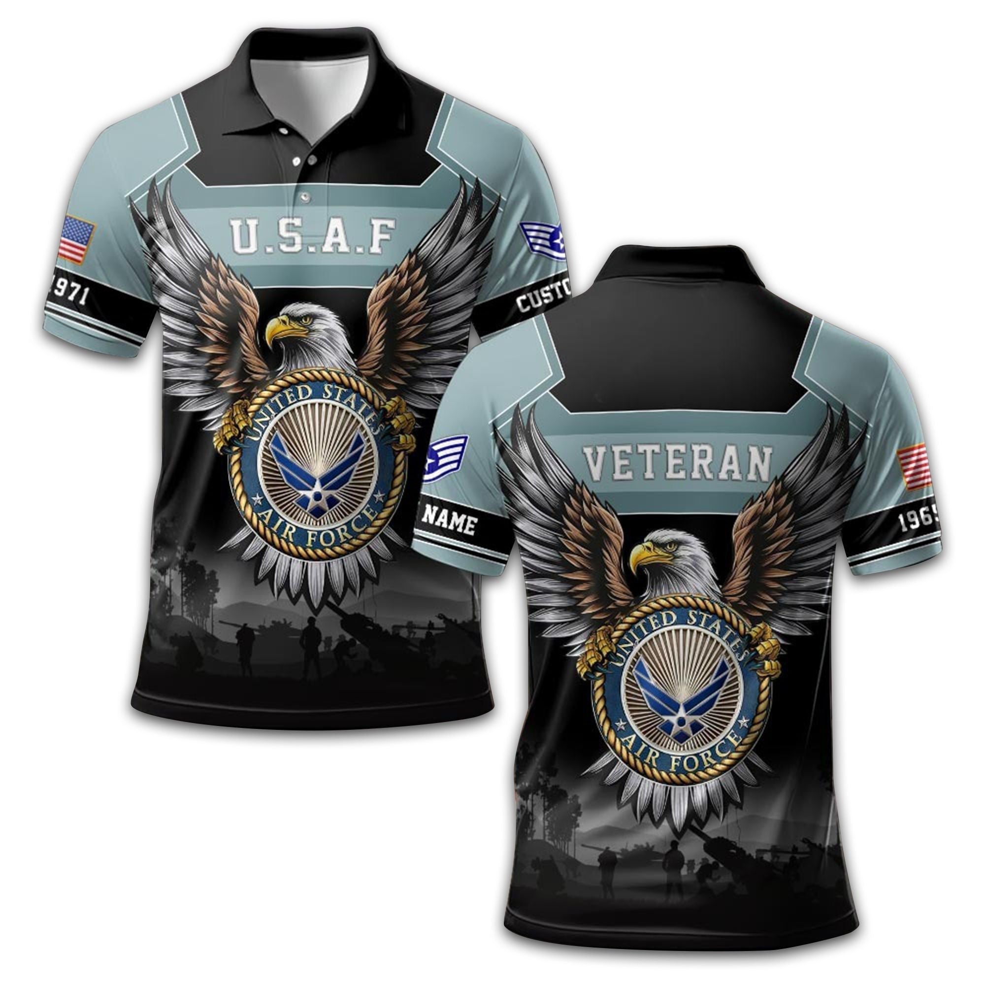 Premium USAF Polo Shirt VPVC211504, Custom Name, Rank, Year, Gifts For Air Force Veteran, Best Gifts On Father's Day, Armed Forces Day, Independence Day, Veterans Day.