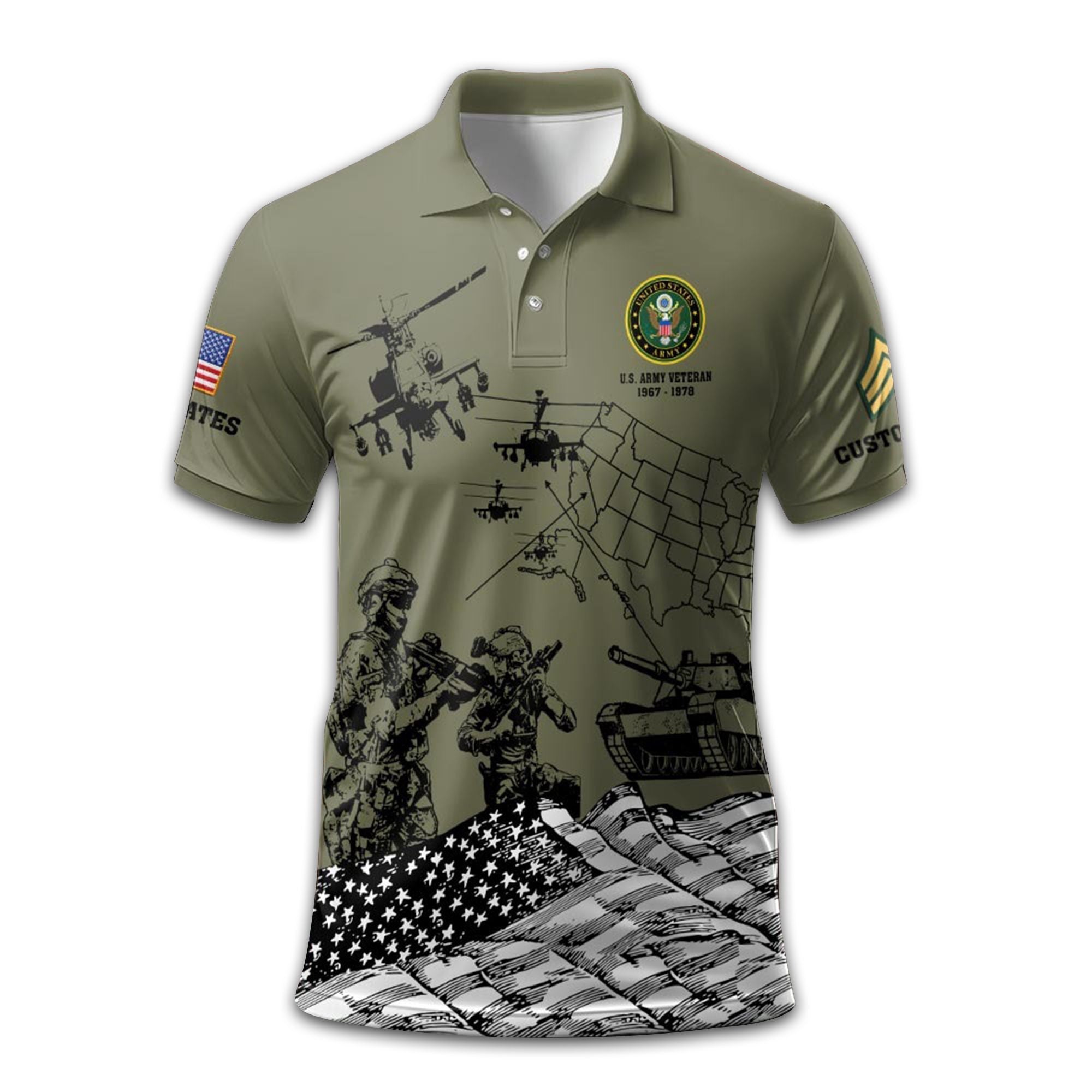 Premium Custom US Army Polo Shirt VPVC211506, Gifts For Army Veteran, Best Gifts On Father's Day, Armed Forces Day, Independence Day, Veterans Day.