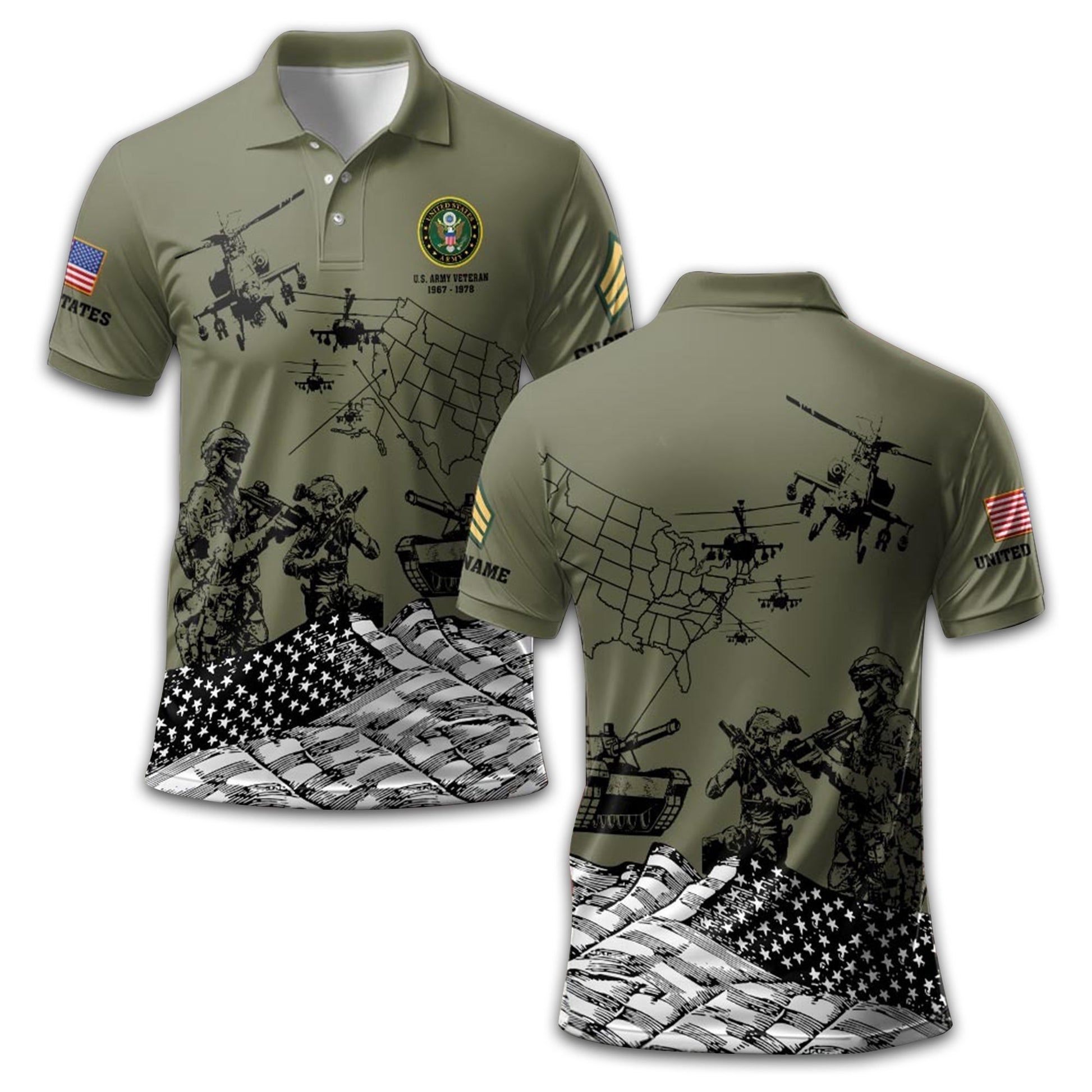 Premium Custom US Army Polo Shirt VPVC211506, Gifts For Army Veteran, Best Gifts On Father's Day, Armed Forces Day, Independence Day, Veterans Day.