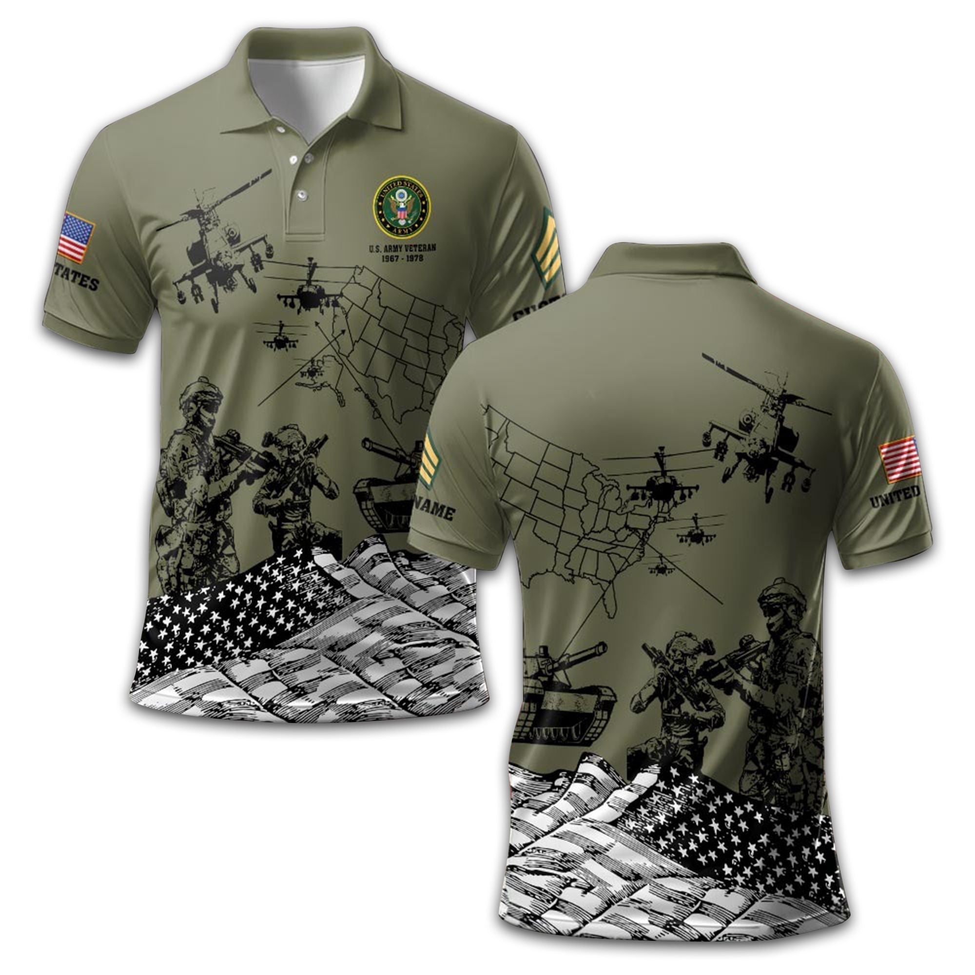 Premium Custom US Army Polo Shirt VPVC211506, Gifts For Army Veteran, Best Gifts On Father's Day, Armed Forces Day, Independence Day, Veterans Day.