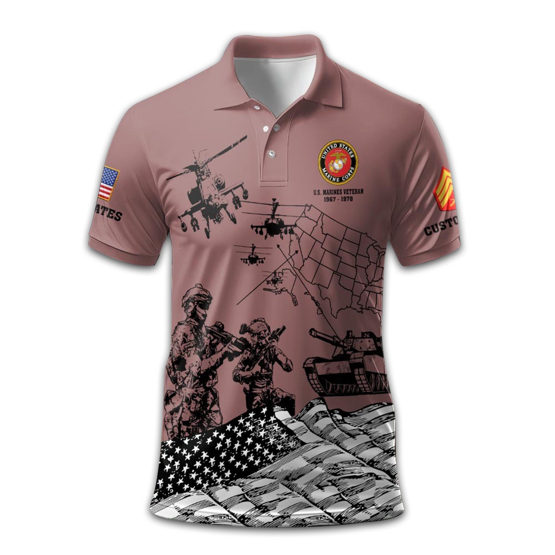 Premium Custom USMC Polo Shirt VPVC211508, Gifts For Marine Veteran, Best Gifts On Father's Day, Armed Forces Day, Independence Day, Veterans Day.