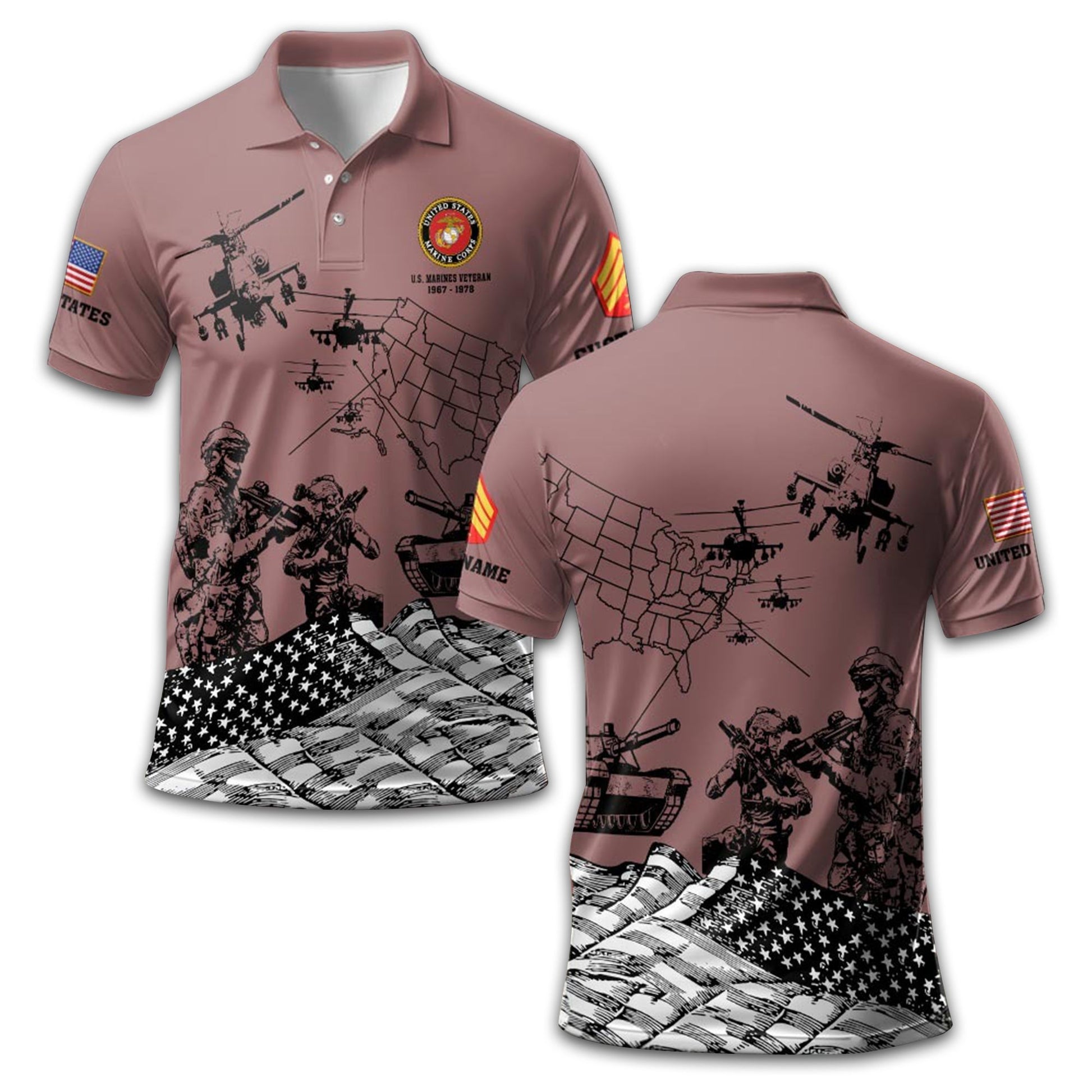 Premium Custom USMC Polo Shirt VPVC211508, Gifts For Marine Veteran, Best Gifts On Father's Day, Armed Forces Day, Independence Day, Veterans Day.