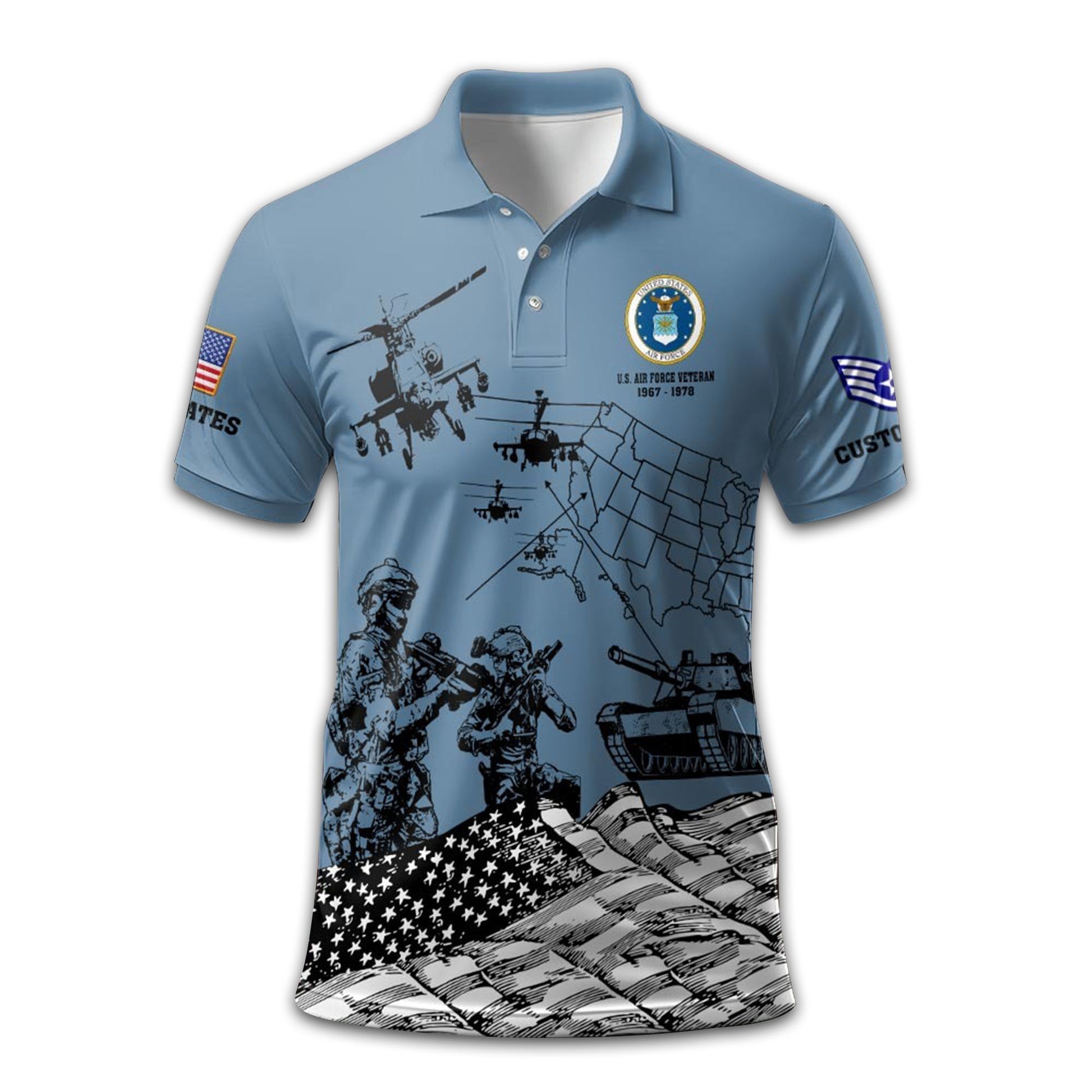 Premium Custom USAF Polo Shirt VPVC211509, Gifts For Air Force Veteran, Best Gifts On Father's Day, Armed Forces Day, Independence Day, Veterans Day.