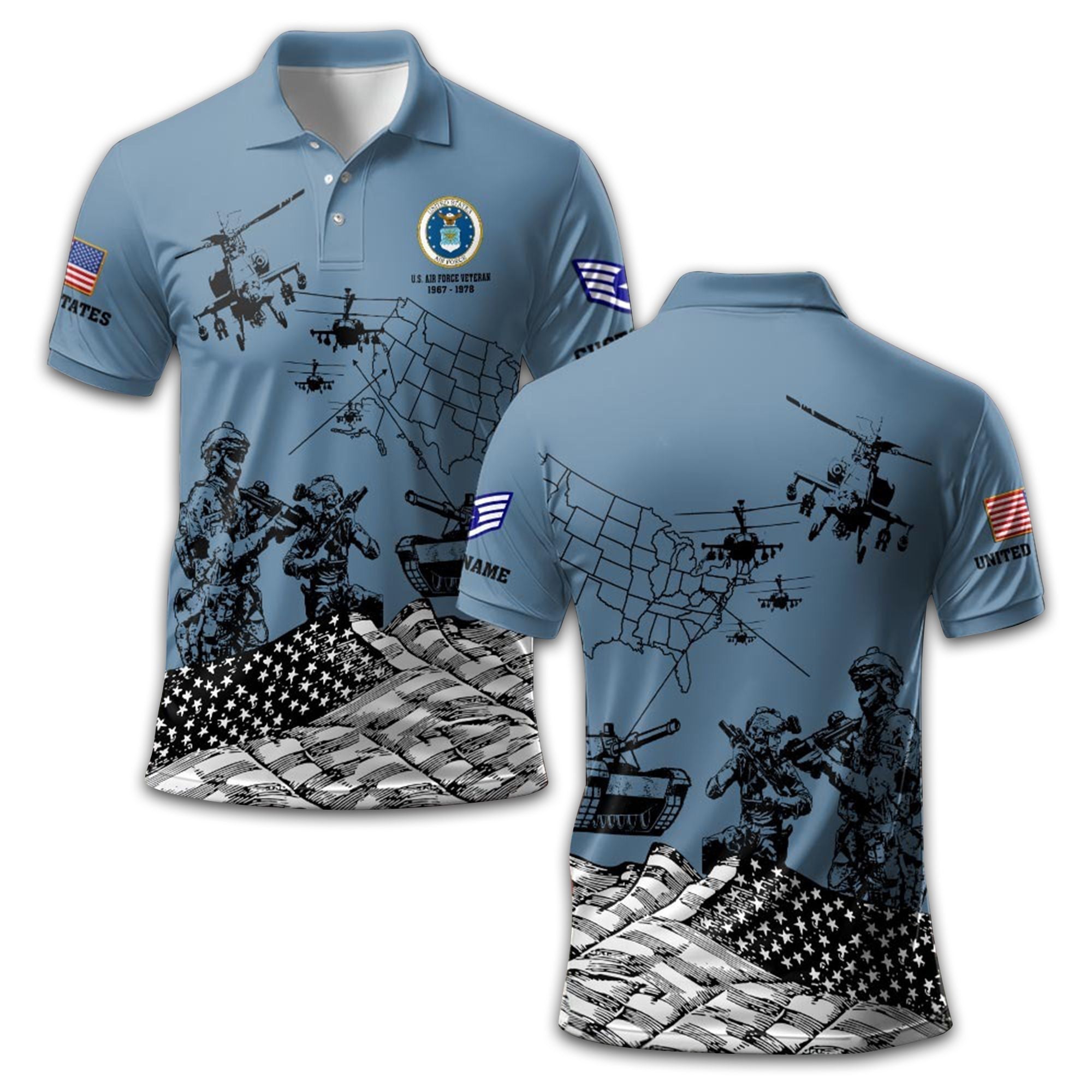 Premium Custom USAF Polo Shirt VPVC211509, Gifts For Air Force Veteran, Best Gifts On Father's Day, Armed Forces Day, Independence Day, Veterans Day.