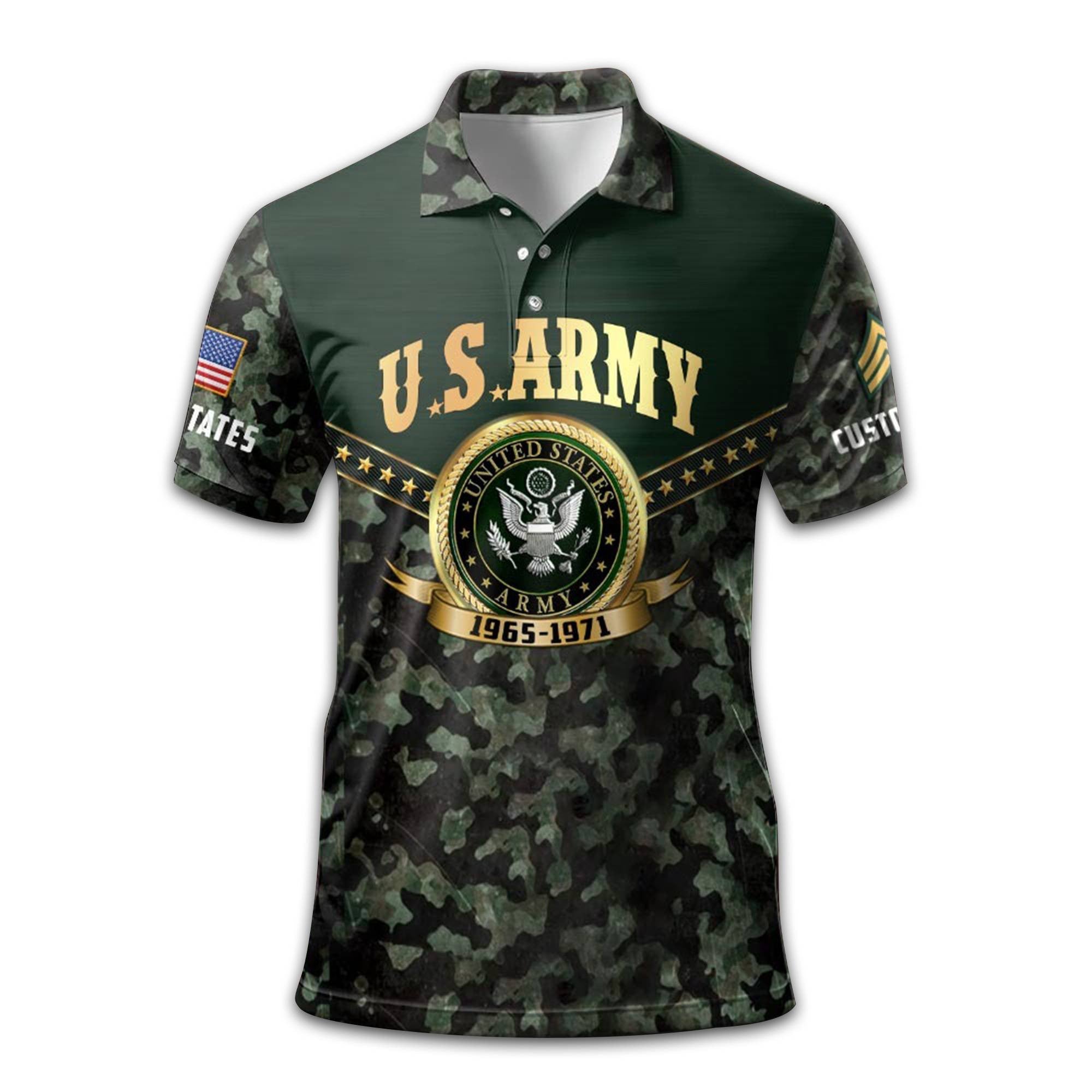 Premium US Army Polo Shirt VPVC211801, Custom Name, Rank, Year, Gifts For Army Veteran, Best Gifts On Father's Day, Armed Forces Day, Independence Day, Veterans Day.
