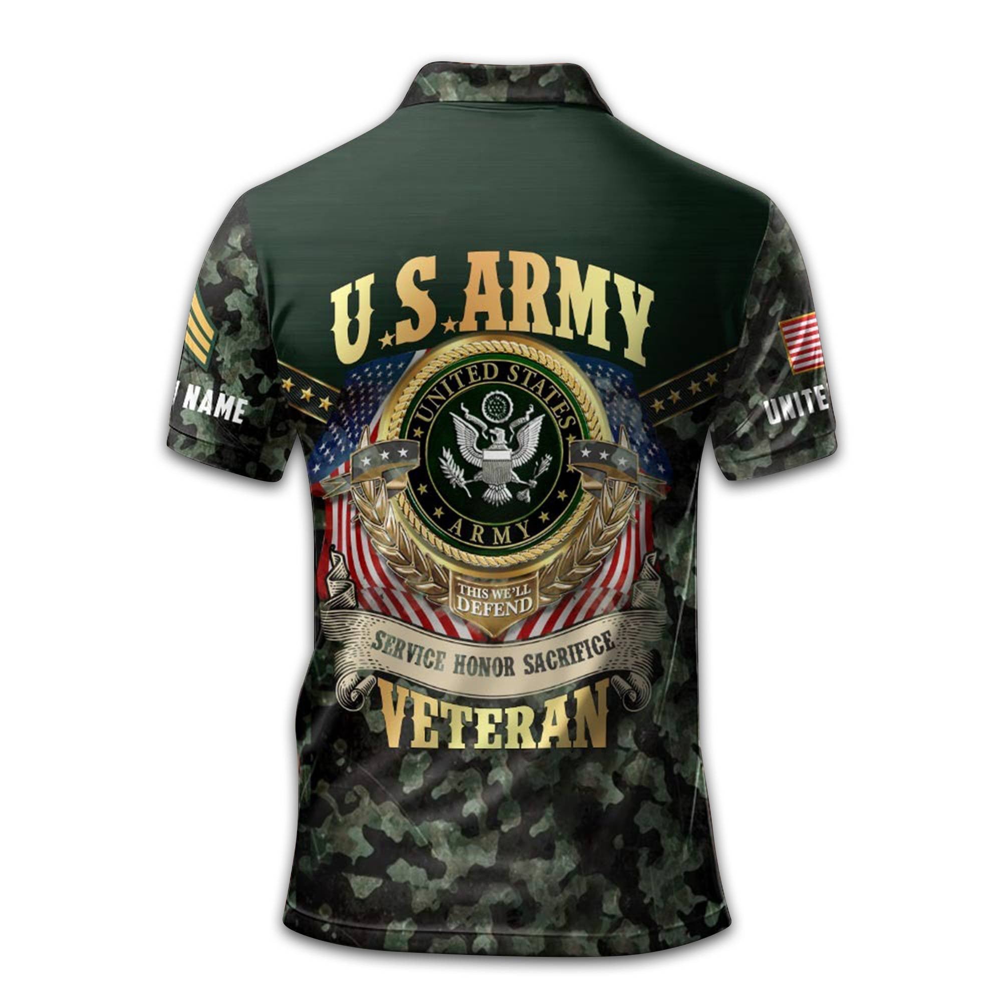 Premium US Army Polo Shirt VPVC211801, Custom Name, Rank, Year, Gifts For Army Veteran, Best Gifts On Father's Day, Armed Forces Day, Independence Day, Veterans Day.