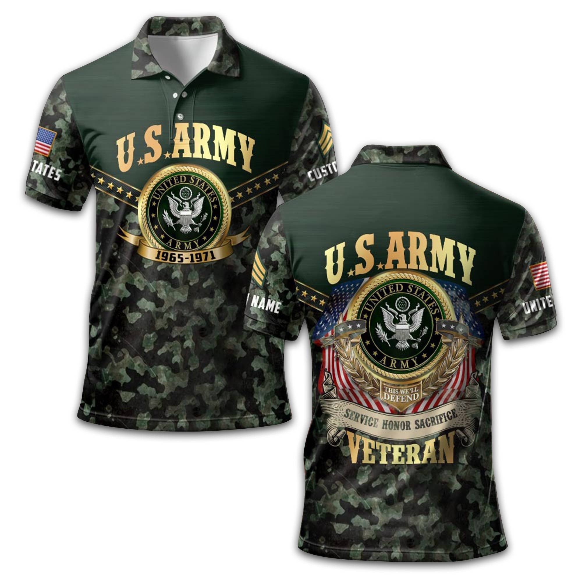 Premium US Army Polo Shirt VPVC211801, Custom Name, Rank, Year, Gifts For Army Veteran, Best Gifts On Father's Day, Armed Forces Day, Independence Day, Veterans Day.