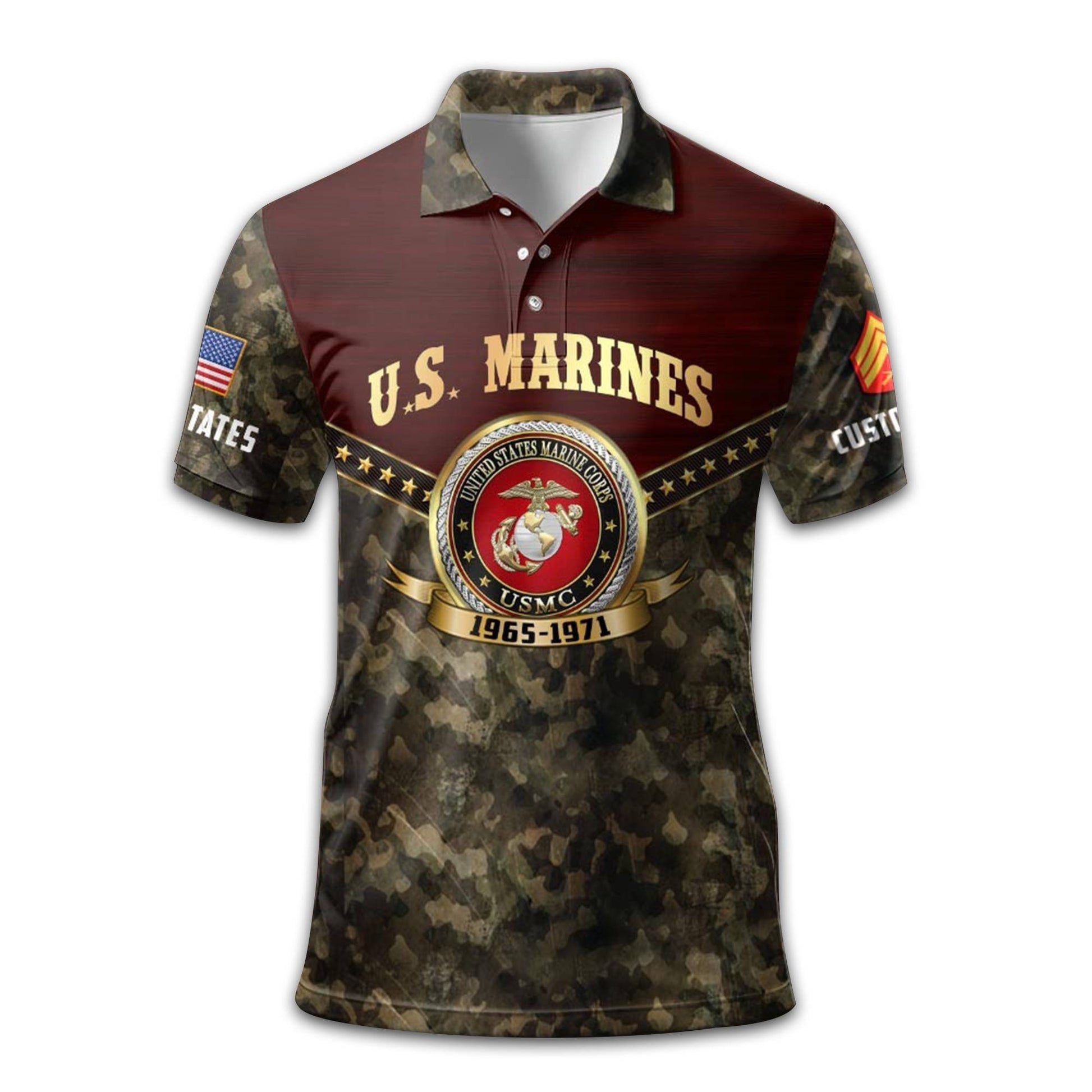 Premium USMC Polo Shirt VPVC211803, Custom Name, Rank, Year, Gifts For Marine Veteran, Best Gifts On Father's Day, Armed Forces Day, Independence Day, Veterans Day.