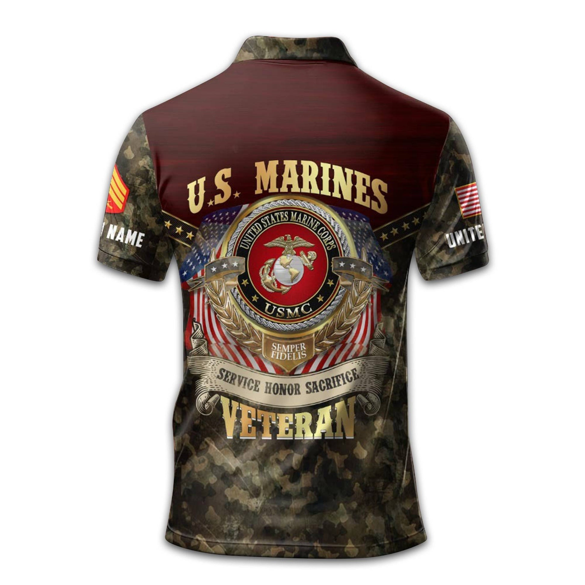 Premium USMC Polo Shirt VPVC211803, Custom Name, Rank, Year, Gifts For Marine Veteran, Best Gifts On Father's Day, Armed Forces Day, Independence Day, Veterans Day.