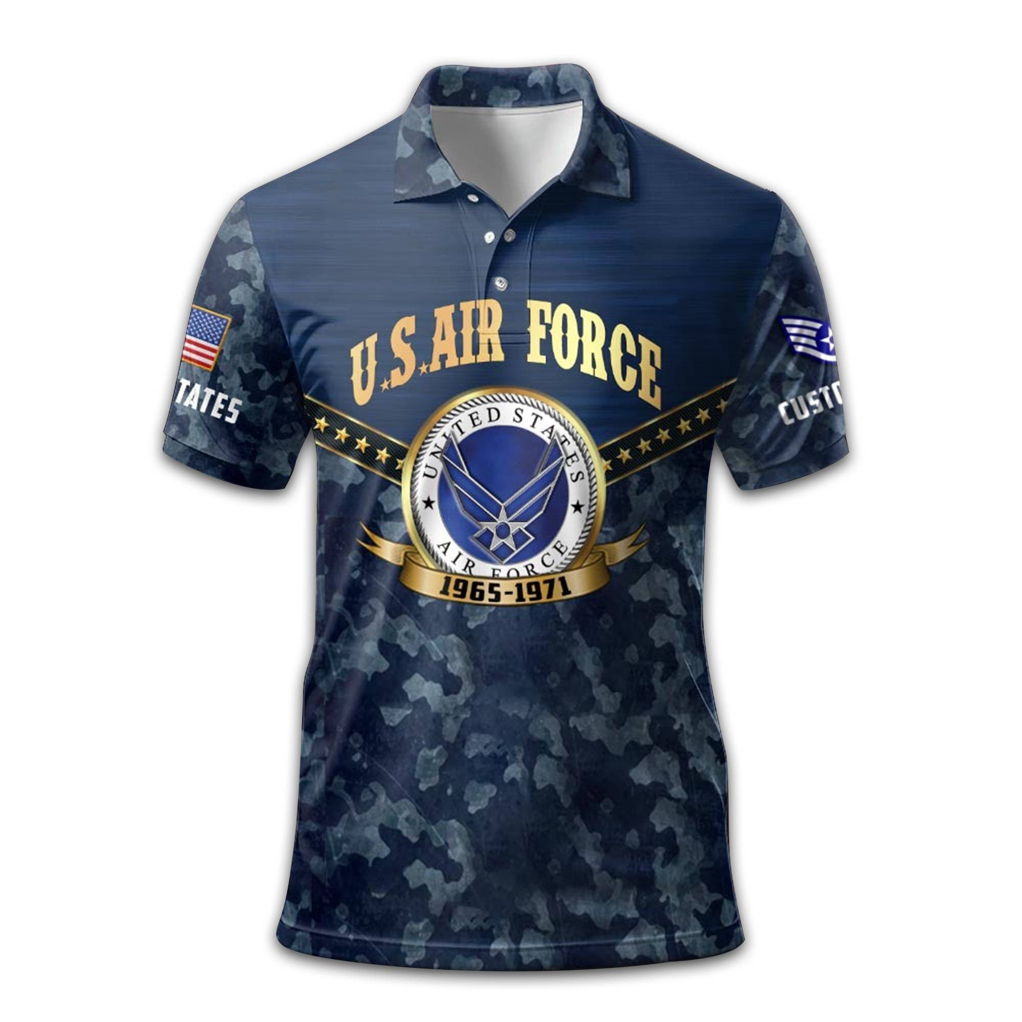 Premium USAF Polo Shirt VPVC211804, Custom Name, Rank, Year, Gifts For Air Force Veteran, Best Gifts On Father's Day, Armed Forces Day, Independence Day, Veterans Day.