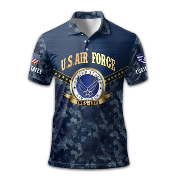 Premium USAF Polo Shirt VPVC211804, Custom Name, Rank, Year, Gifts For Air Force Veteran, Best Gifts On Father's Day, Armed Forces Day, Independence Day, Veterans Day.