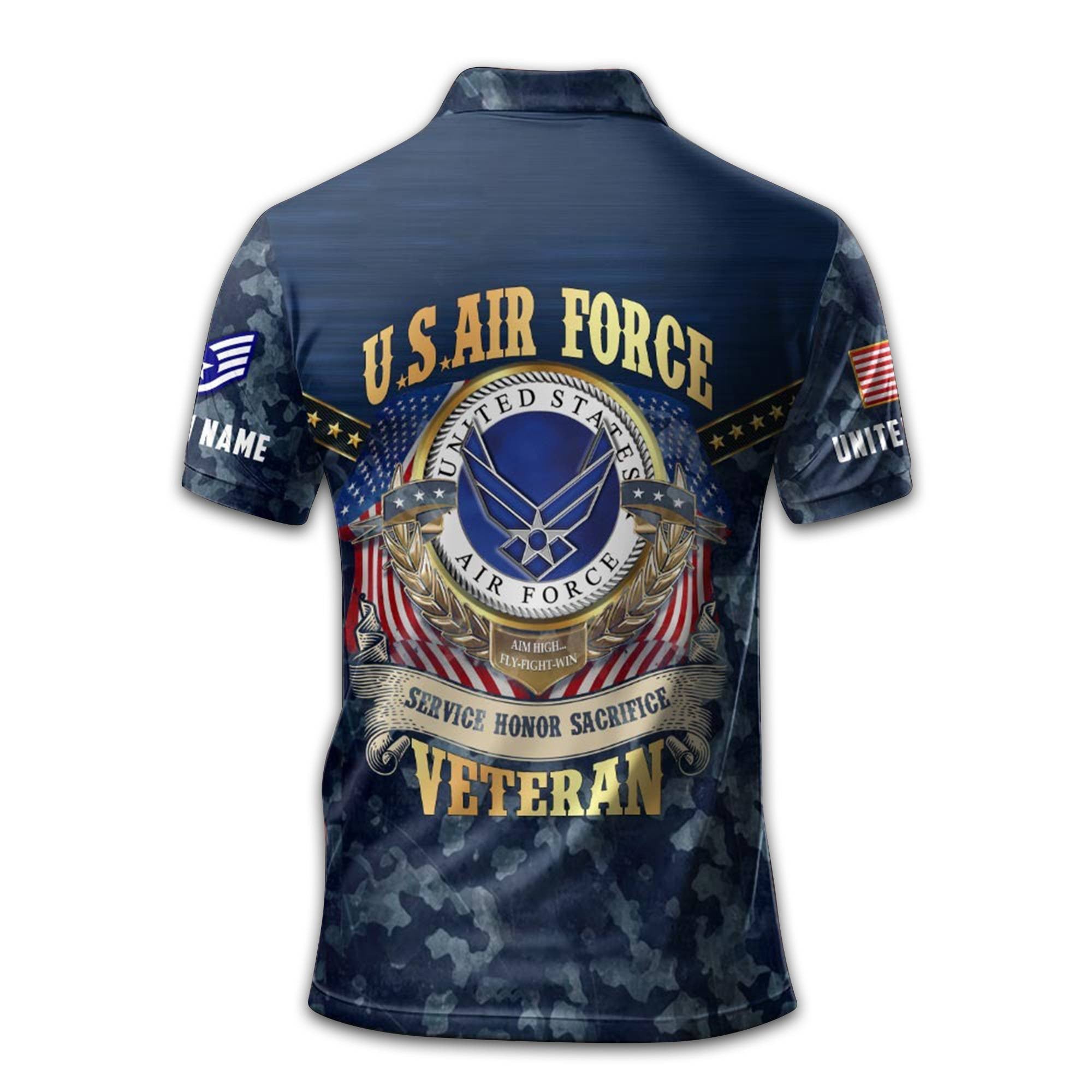 Premium USAF Polo Shirt VPVC211804, Custom Name, Rank, Year, Gifts For Air Force Veteran, Best Gifts On Father's Day, Armed Forces Day, Independence Day, Veterans Day.