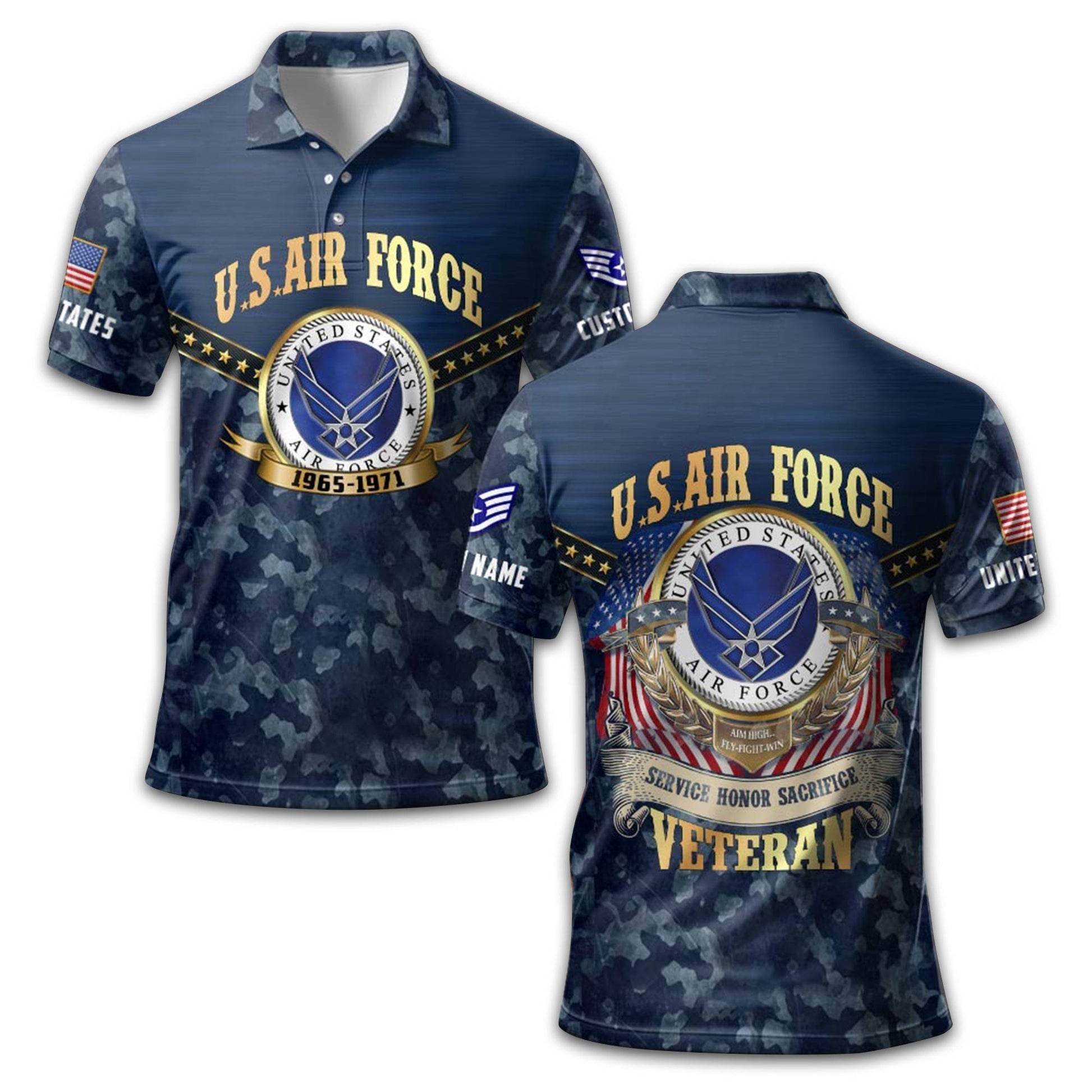 Premium USAF Polo Shirt VPVC211804, Custom Name, Rank, Year, Gifts For Air Force Veteran, Best Gifts On Father's Day, Armed Forces Day, Independence Day, Veterans Day.