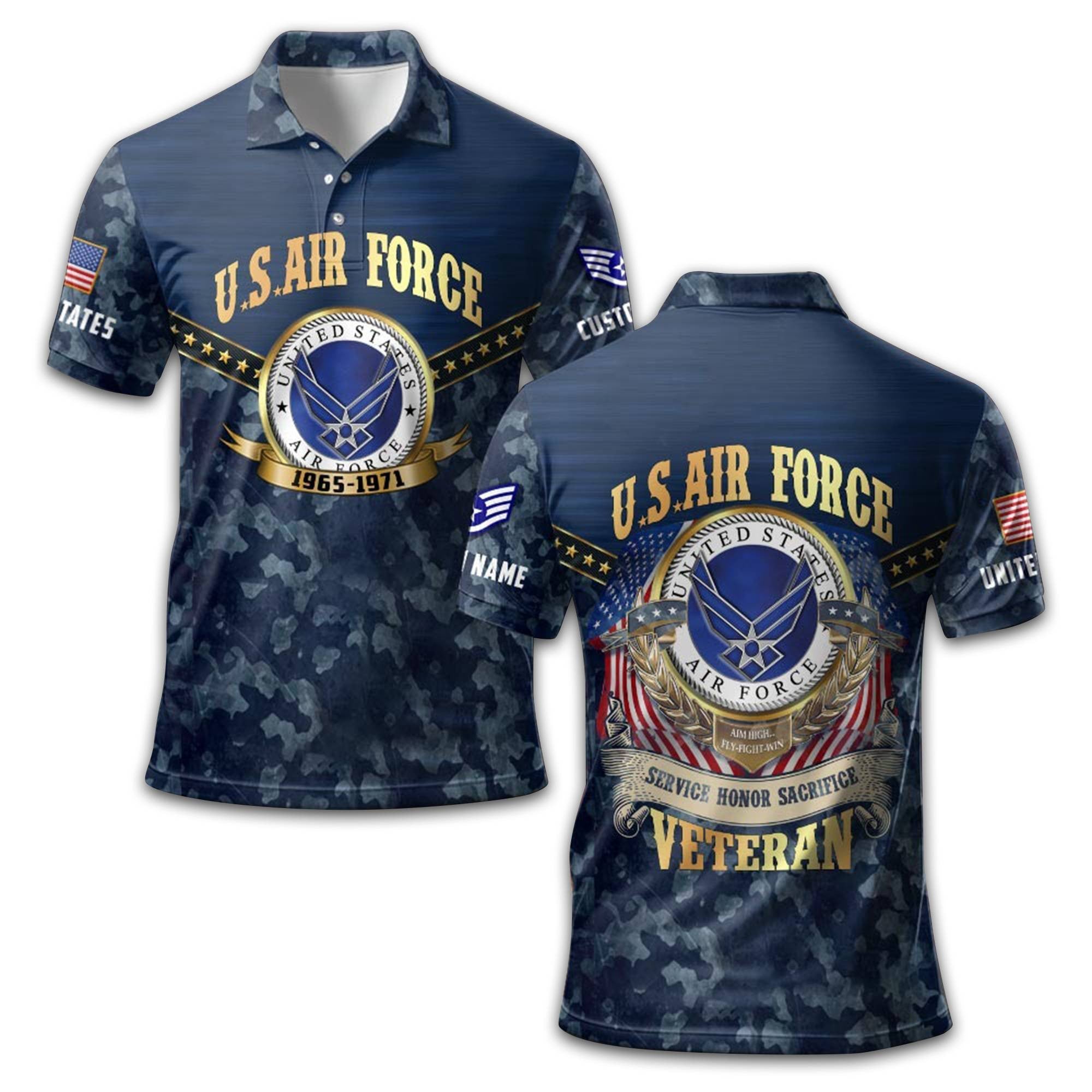 Premium USAF Polo Shirt VPVC211804, Custom Name, Rank, Year, Gifts For Air Force Veteran, Best Gifts On Father's Day, Armed Forces Day, Independence Day, Veterans Day.