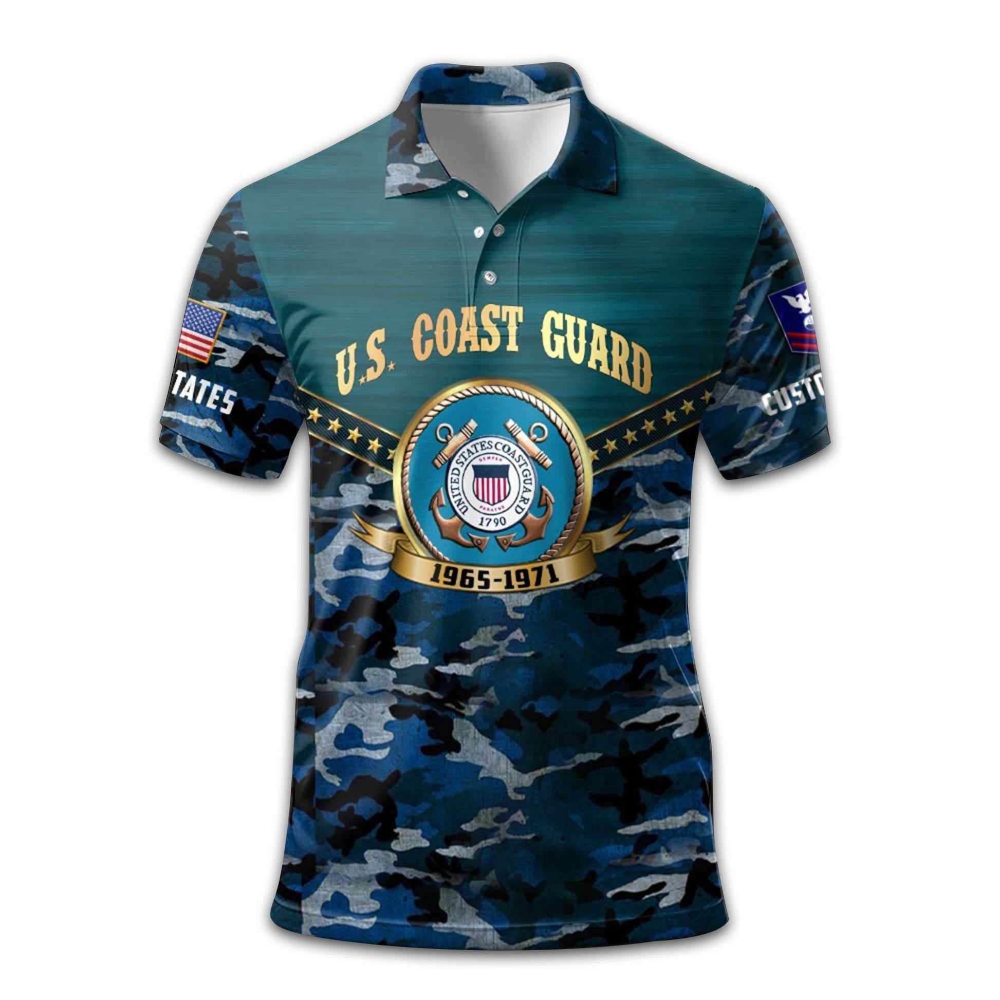 Premium USCG Polo Shirt VPVC211805, Custom Name, Rank, Year, Gifts For Coast Guard Veteran, Best Gifts On Father's Day, Armed Forces Day, Independence Day, Veterans Day.