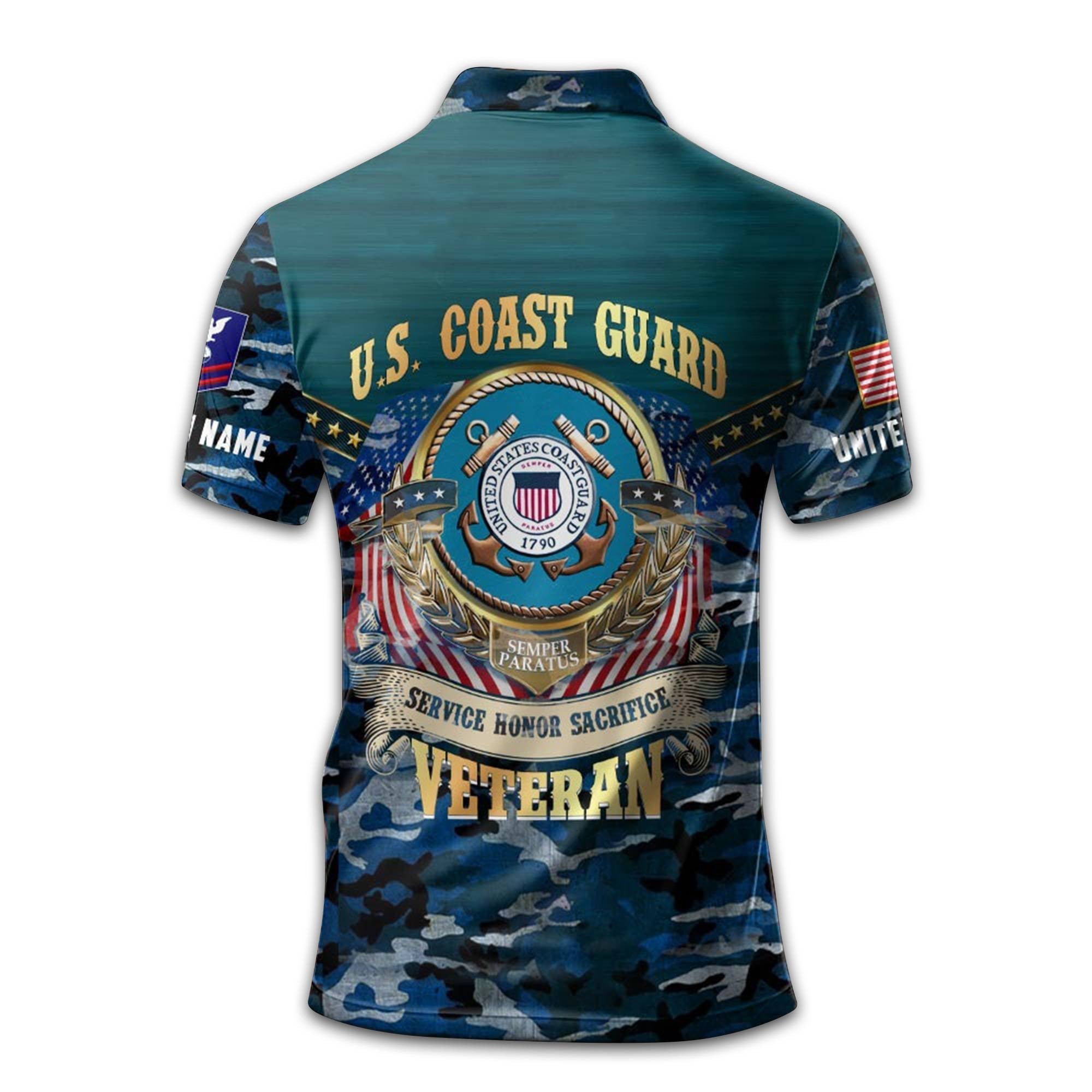 Premium USCG Polo Shirt VPVC211805, Custom Name, Rank, Year, Gifts For Coast Guard Veteran, Best Gifts On Father's Day, Armed Forces Day, Independence Day, Veterans Day.
