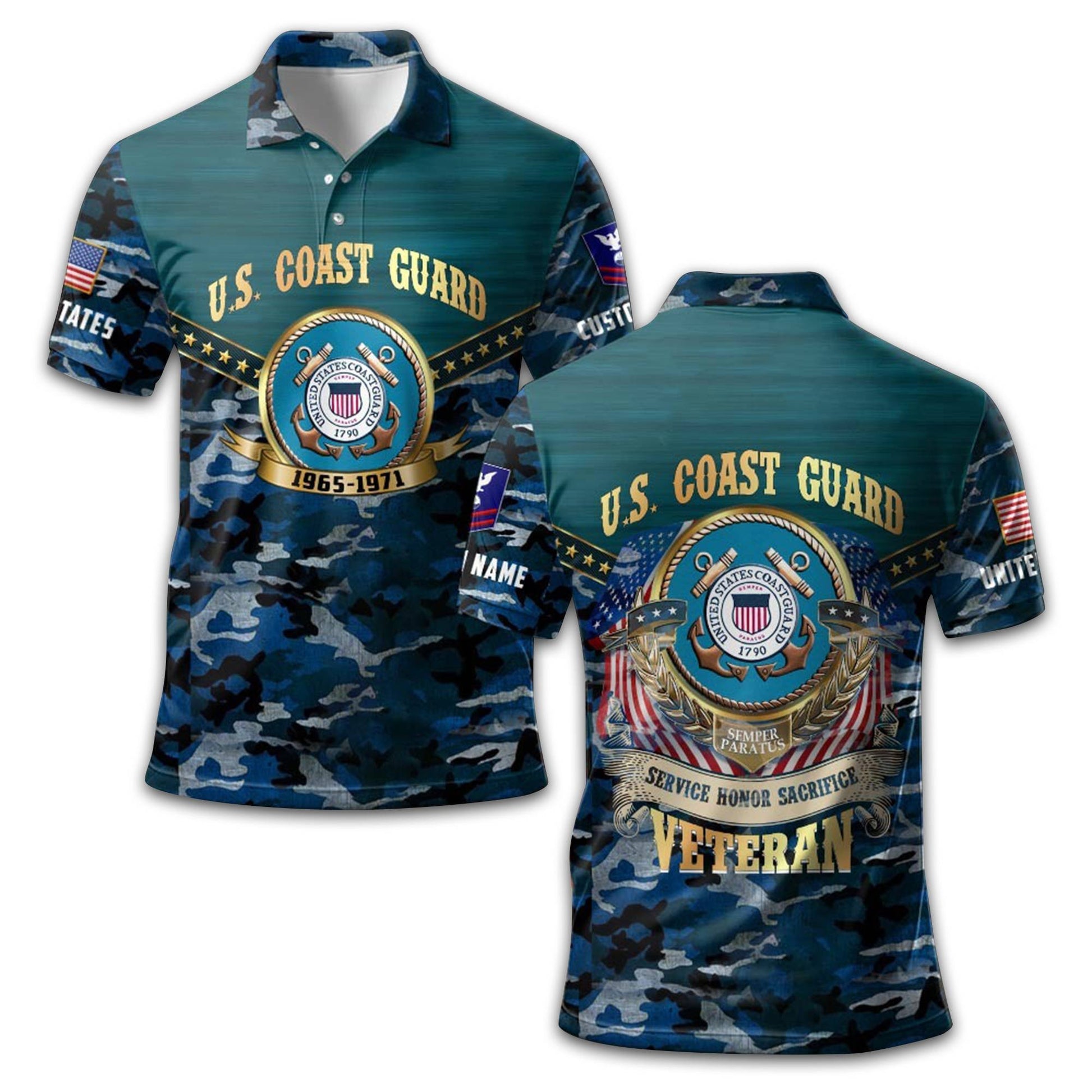 Premium USCG Polo Shirt VPVC211805, Custom Name, Rank, Year, Gifts For Coast Guard Veteran, Best Gifts On Father's Day, Armed Forces Day, Independence Day, Veterans Day.