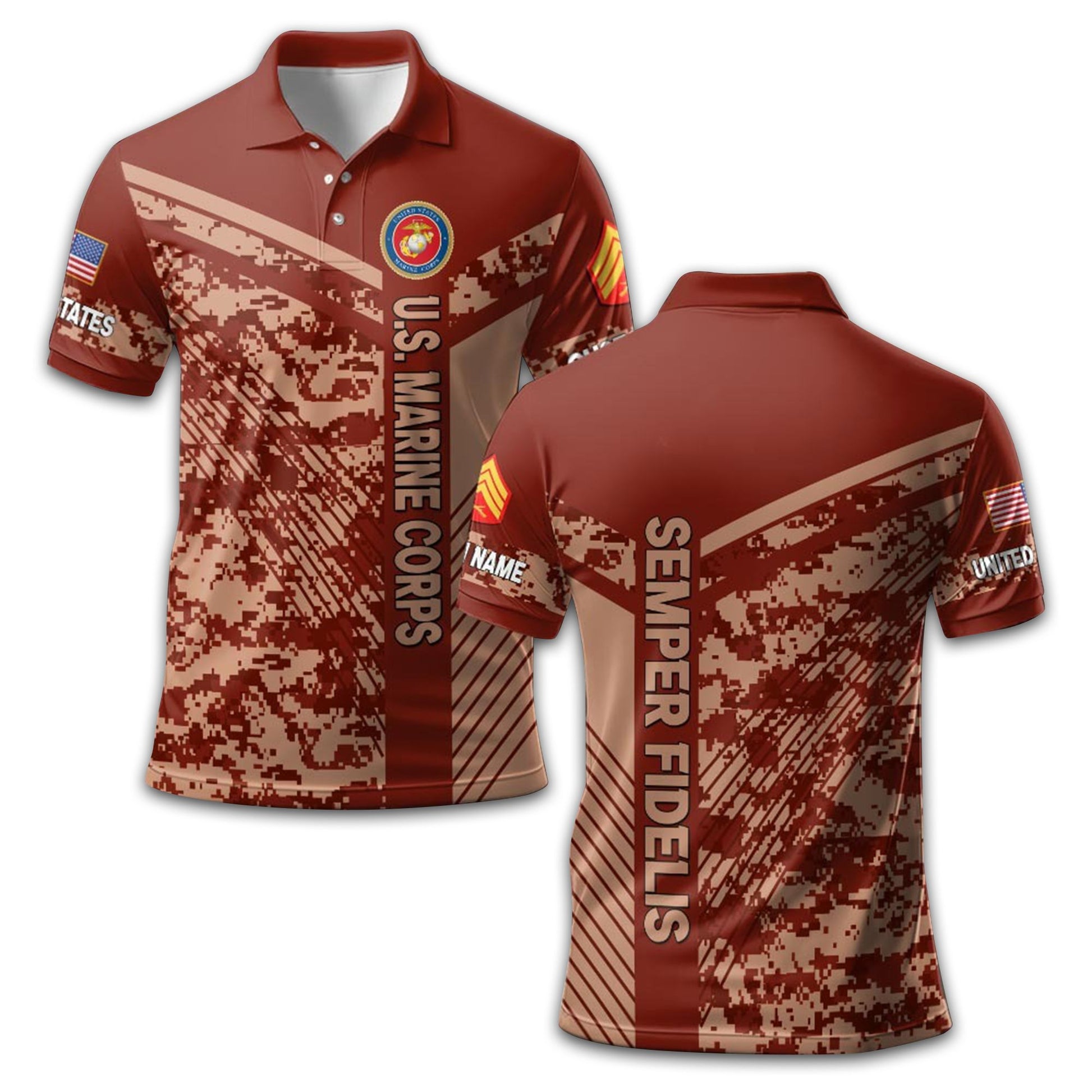 Premium Custom USMC Polo Shirt VPVC211808, Gifts For Marine Veteran, Gifts For Dad, For Husband, Best Gifts On Father's Day, Armed Forces Day, Independence Day, Veterans Day.
