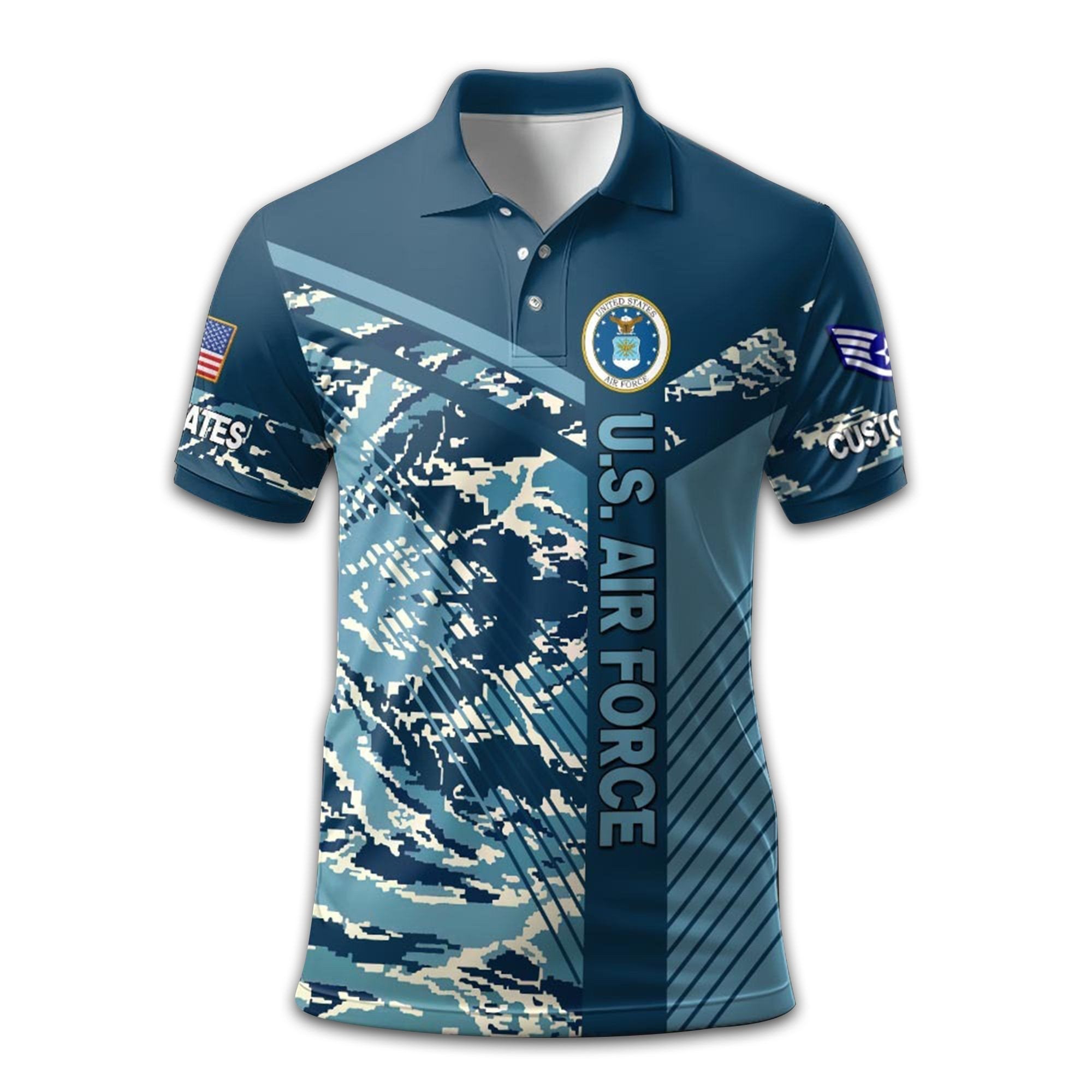 Premium Custom USAF Polo Shirt VPVC211809, Gifts For Air Force Veteran, Gifts For Dad, For Husband, Best Gifts On Father's Day, Armed Forces Day, Independence Day, Veterans Day.
