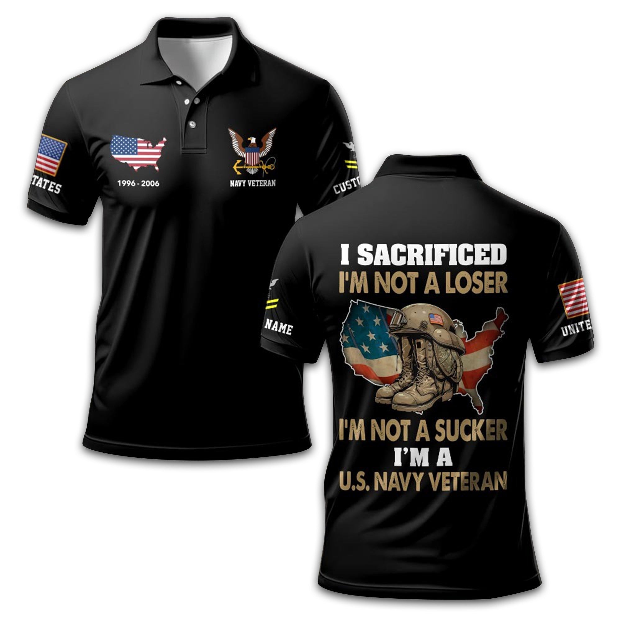 Unique Custom Name, Rank, Year US Navy Polo Shirt VPVC211902, Gifts For Navy Veteran, Gifts For Dad, For Husband, Best Gifts On Father's Day, Independence Day, Veterans Day.