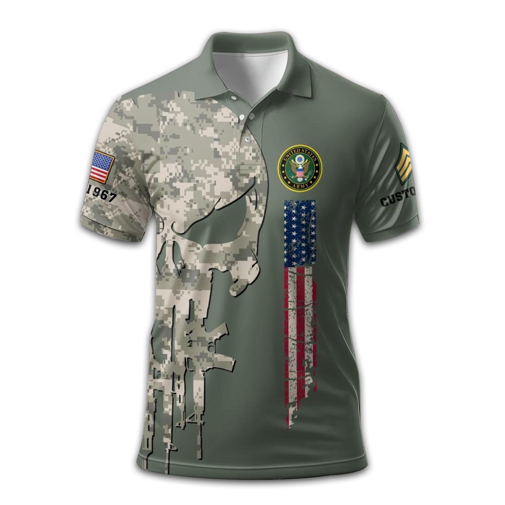 Premium US Army Polo Shirt VPVC212001, Custom Name, Rank, Year, Gifts For Army Veteran, Best Gifts On Father's Day, Armed Forces Day, Independence Day, Veterans Day.