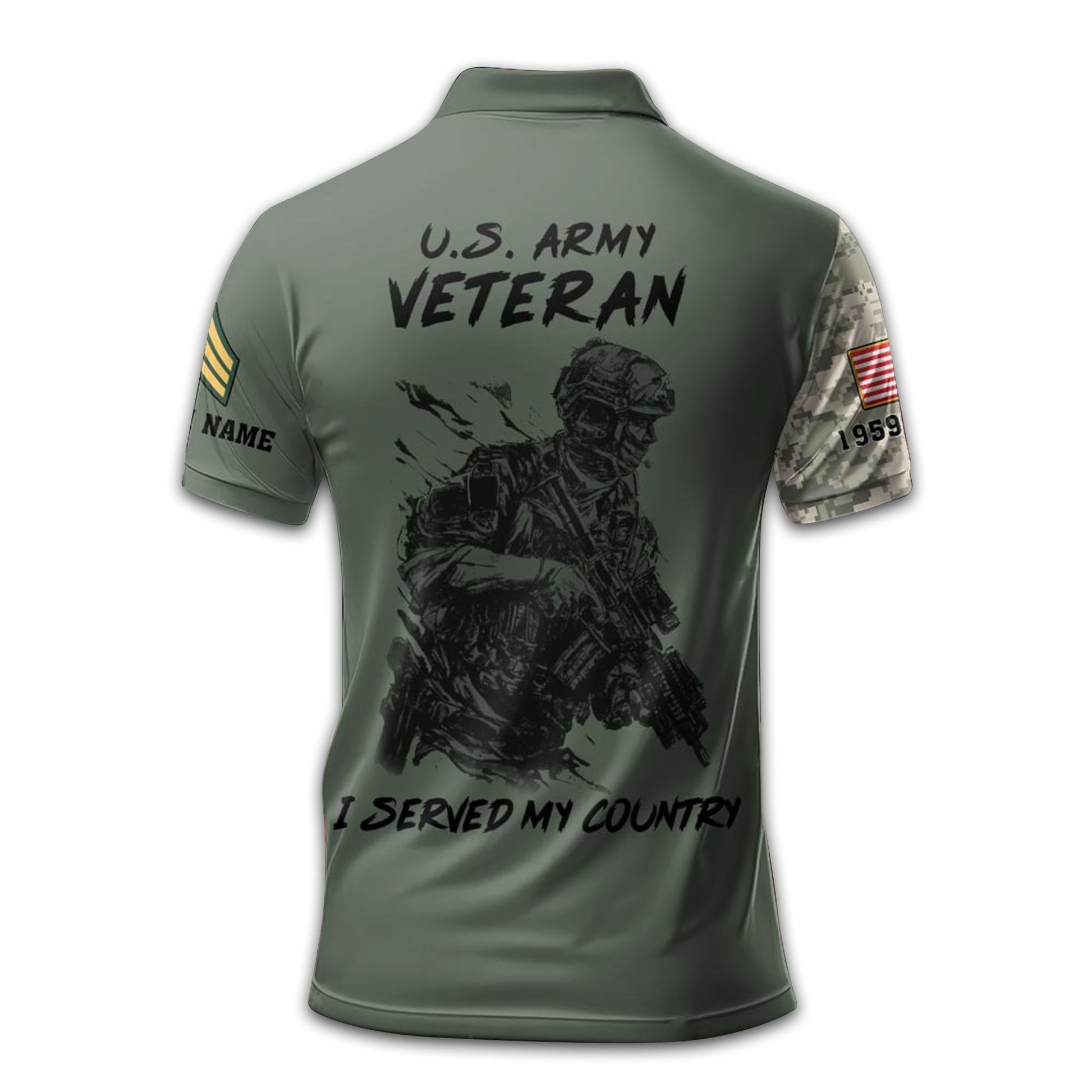 Premium US Army Polo Shirt VPVC212001, Custom Name, Rank, Year, Gifts For Army Veteran, Best Gifts On Father's Day, Armed Forces Day, Independence Day, Veterans Day.