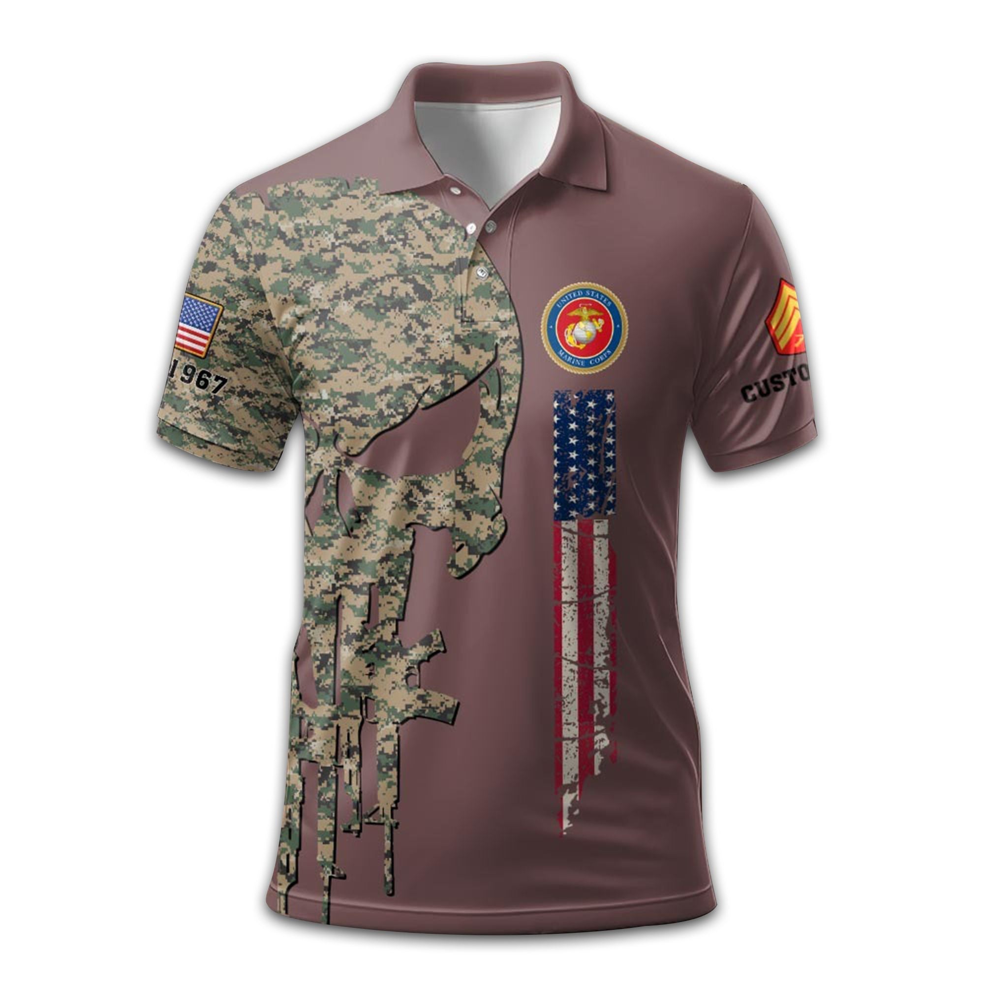 Premium USMC Polo Shirt VPVC212003, Custom Name, Rank, Year, Gifts For Marine Veteran, Best Gifts On Father's Day, Armed Forces Day, Independence Day, Veterans Day.