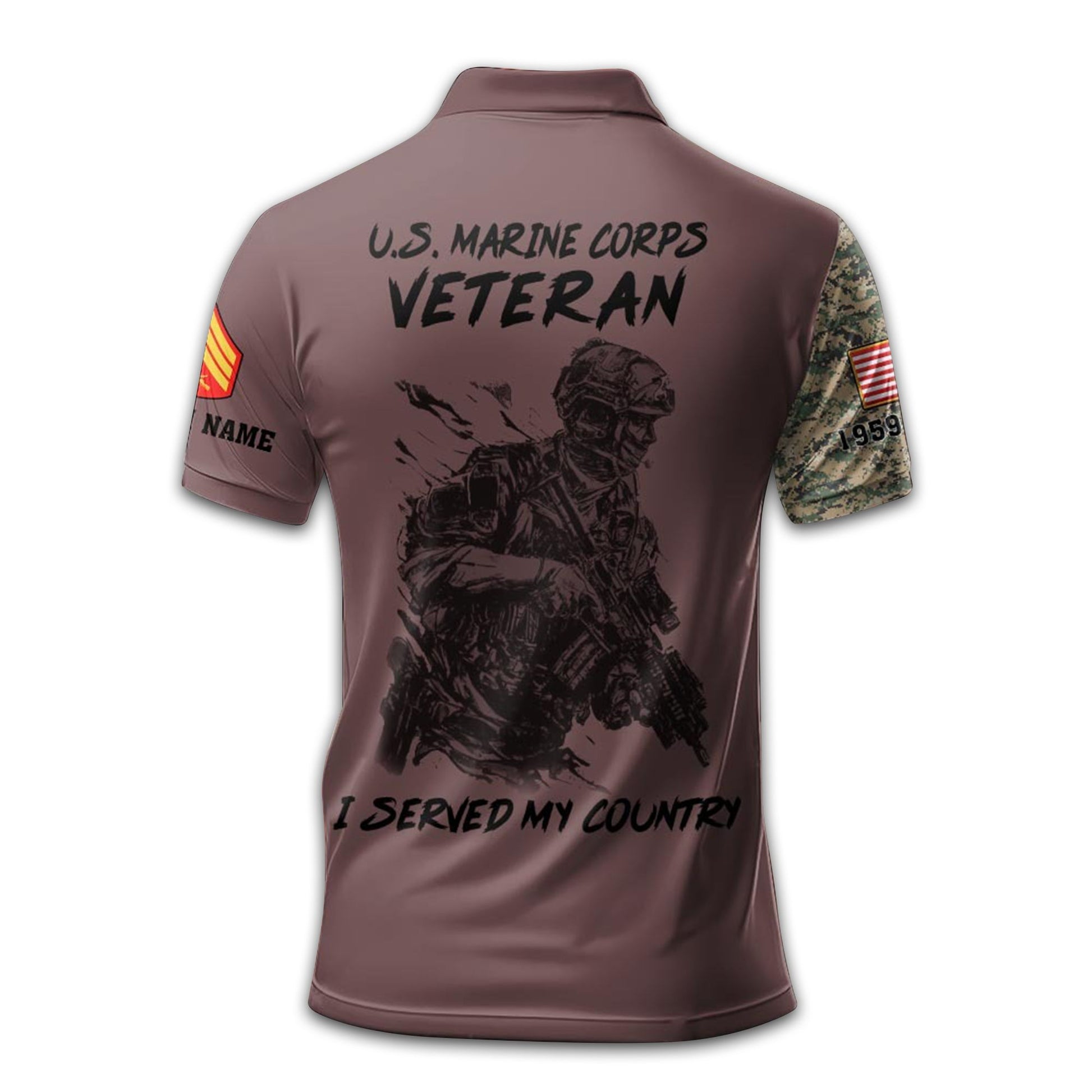 Premium USMC Polo Shirt VPVC212003, Custom Name, Rank, Year, Gifts For Marine Veteran, Best Gifts On Father's Day, Armed Forces Day, Independence Day, Veterans Day.
